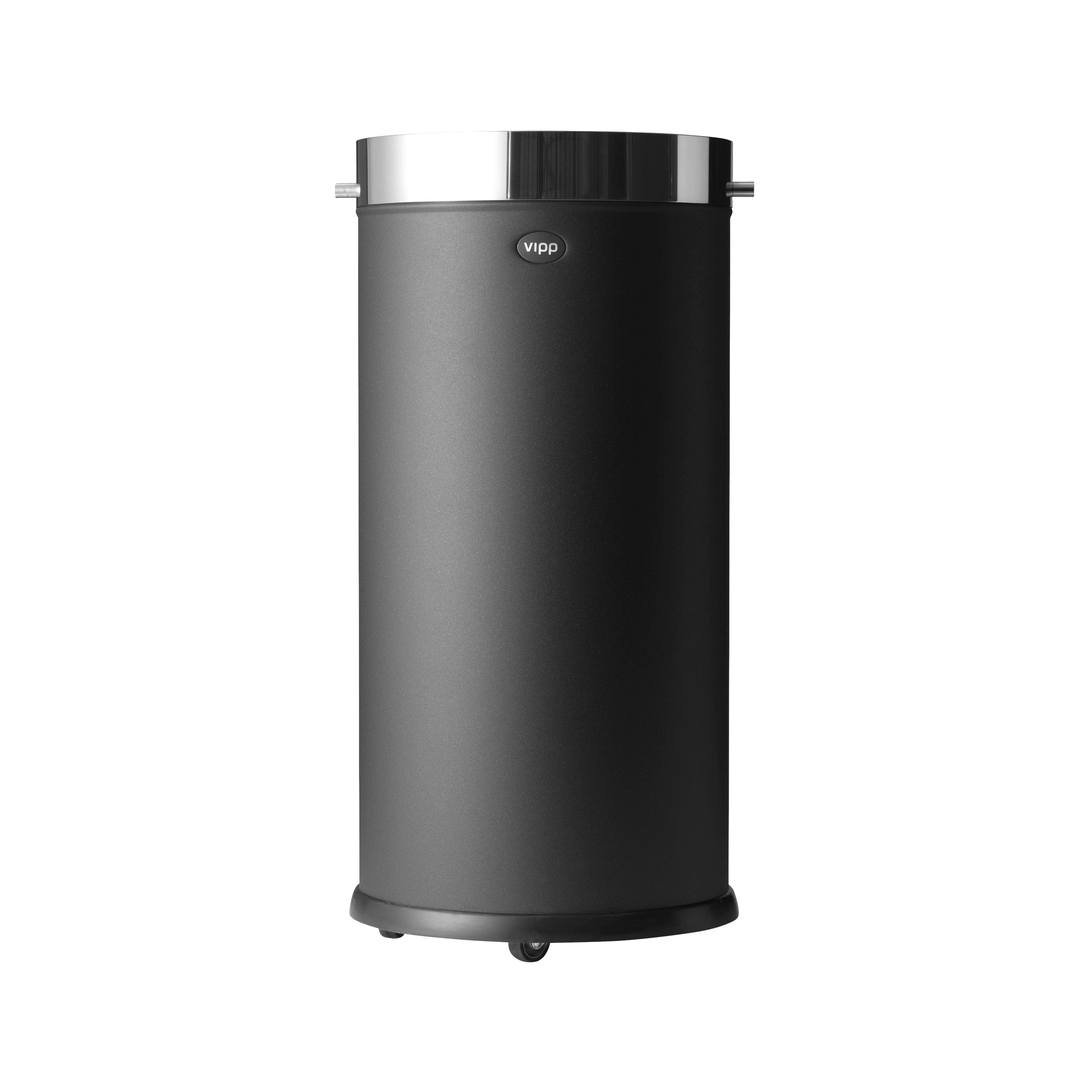 VIPP black office waste bin with silver lid