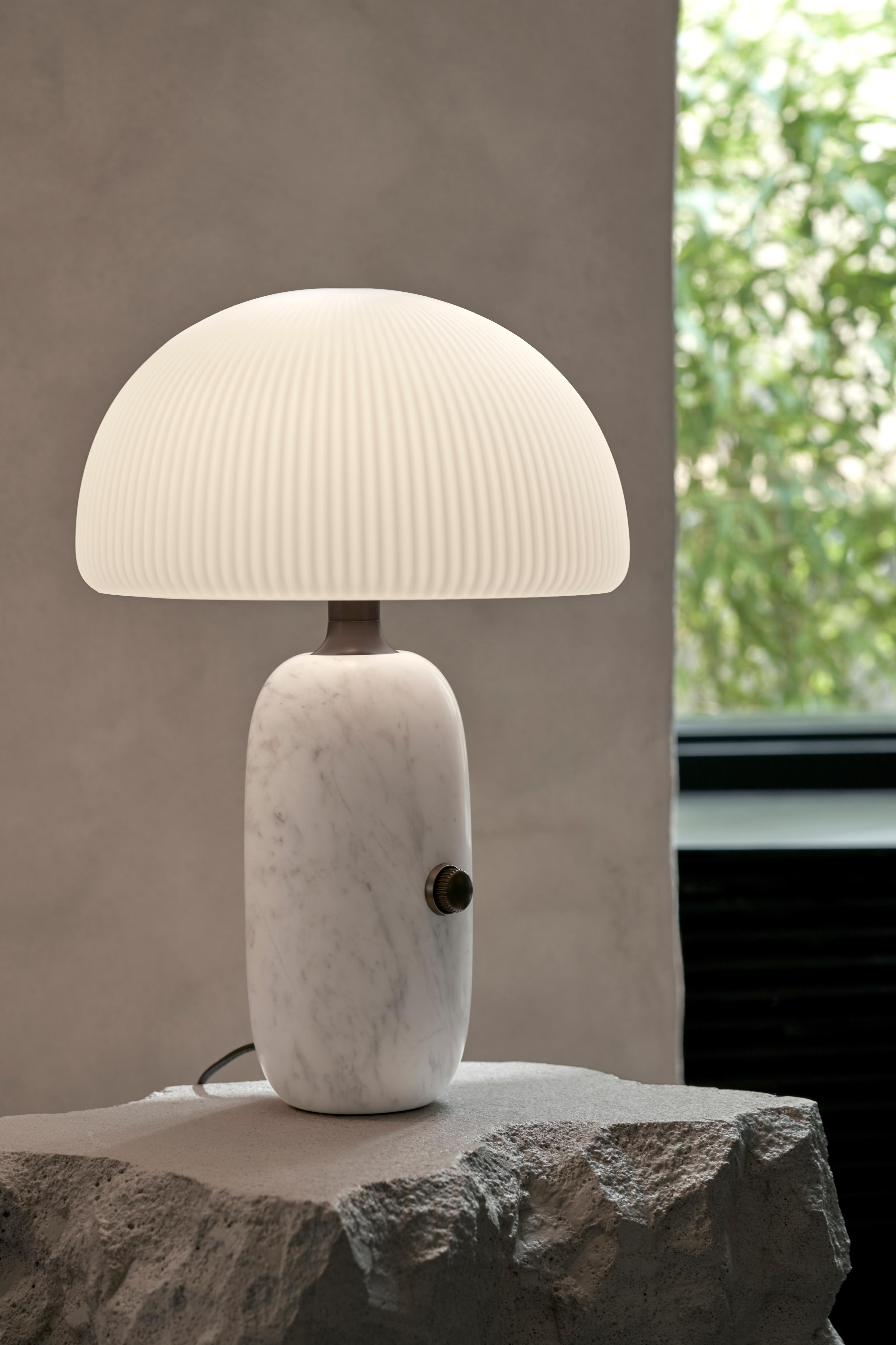 Sculpture Table Lamp White Marble