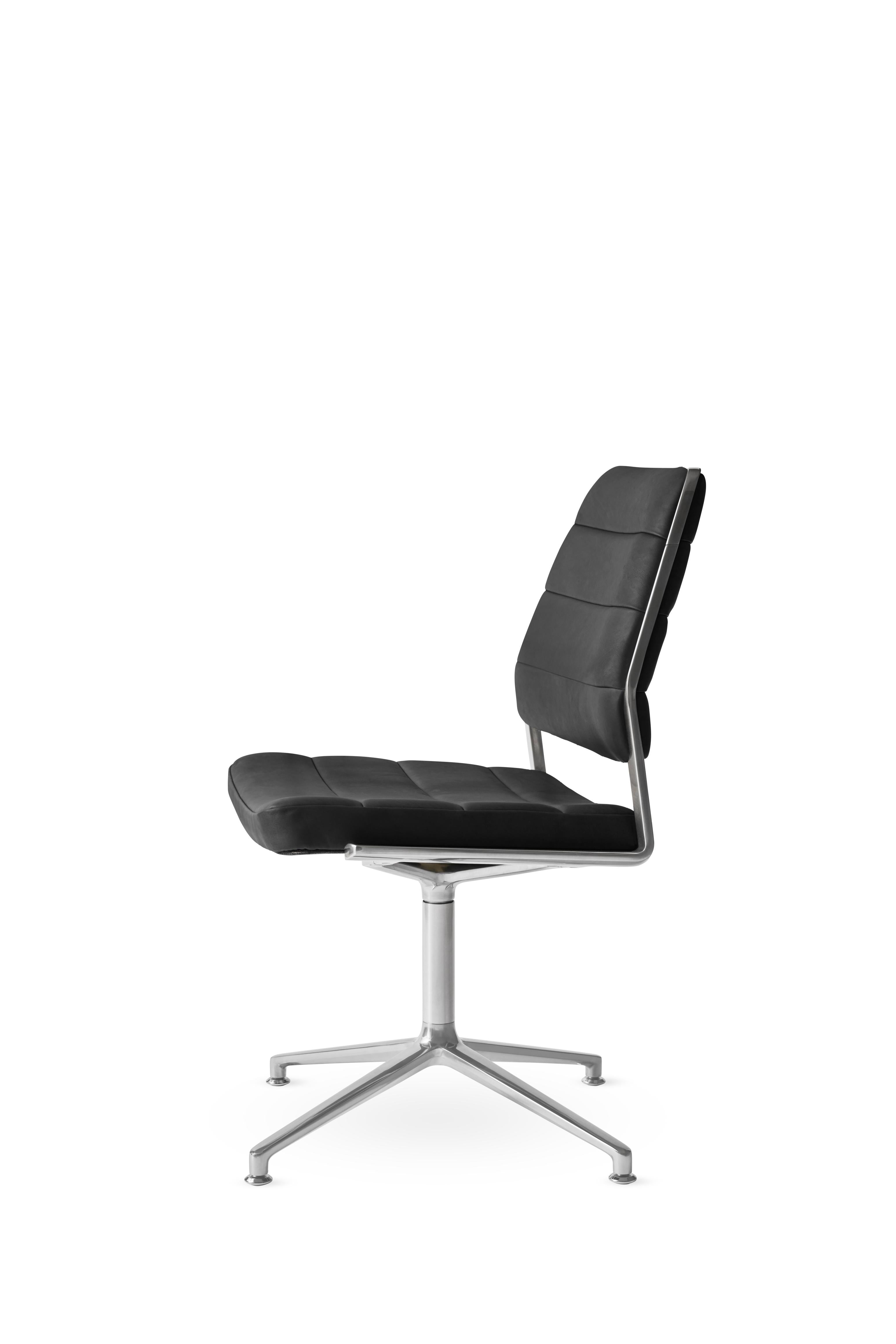 Office chair 454 black leather with a metal base