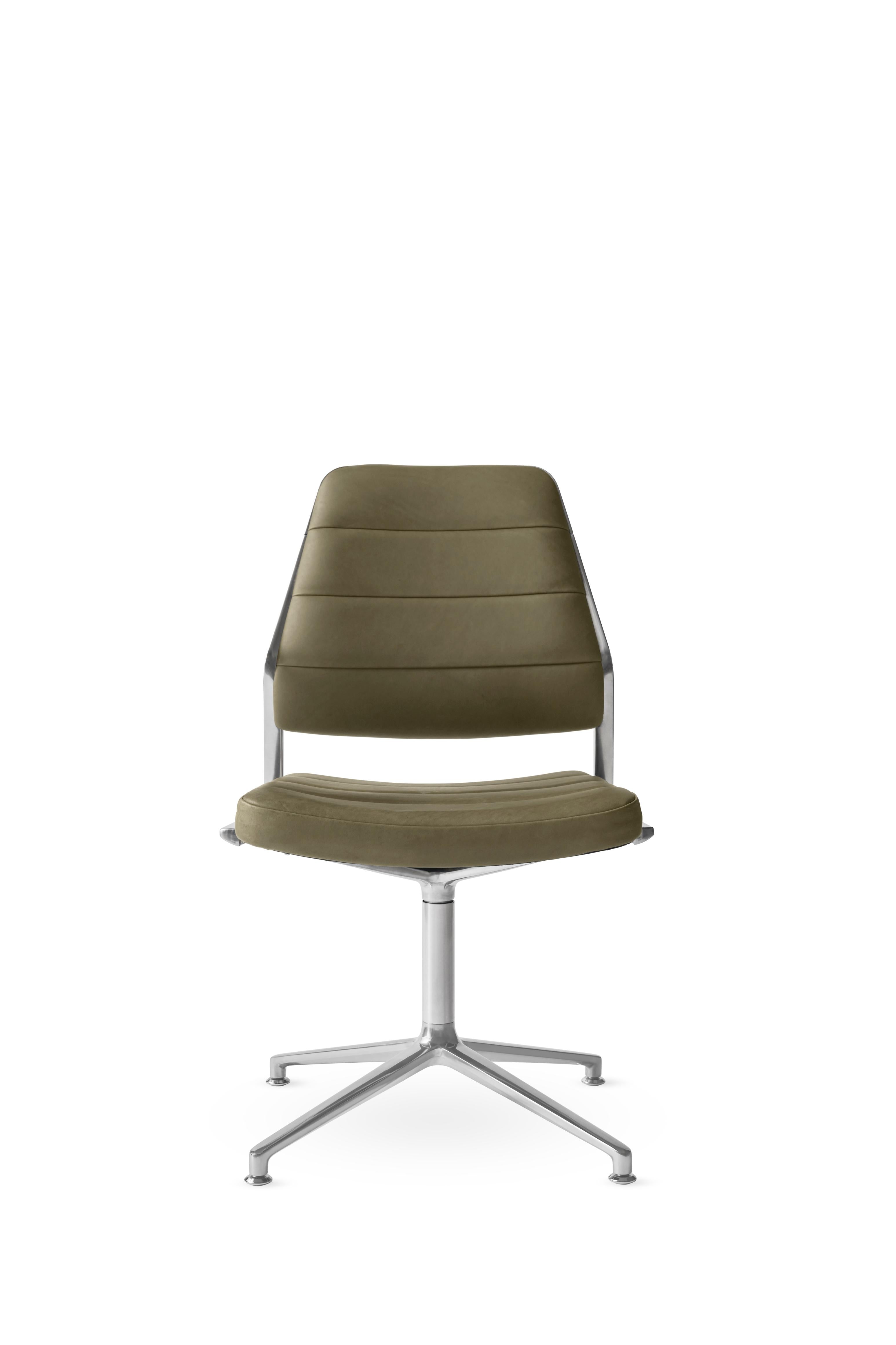 Office chair 454 green leather with a metal base
