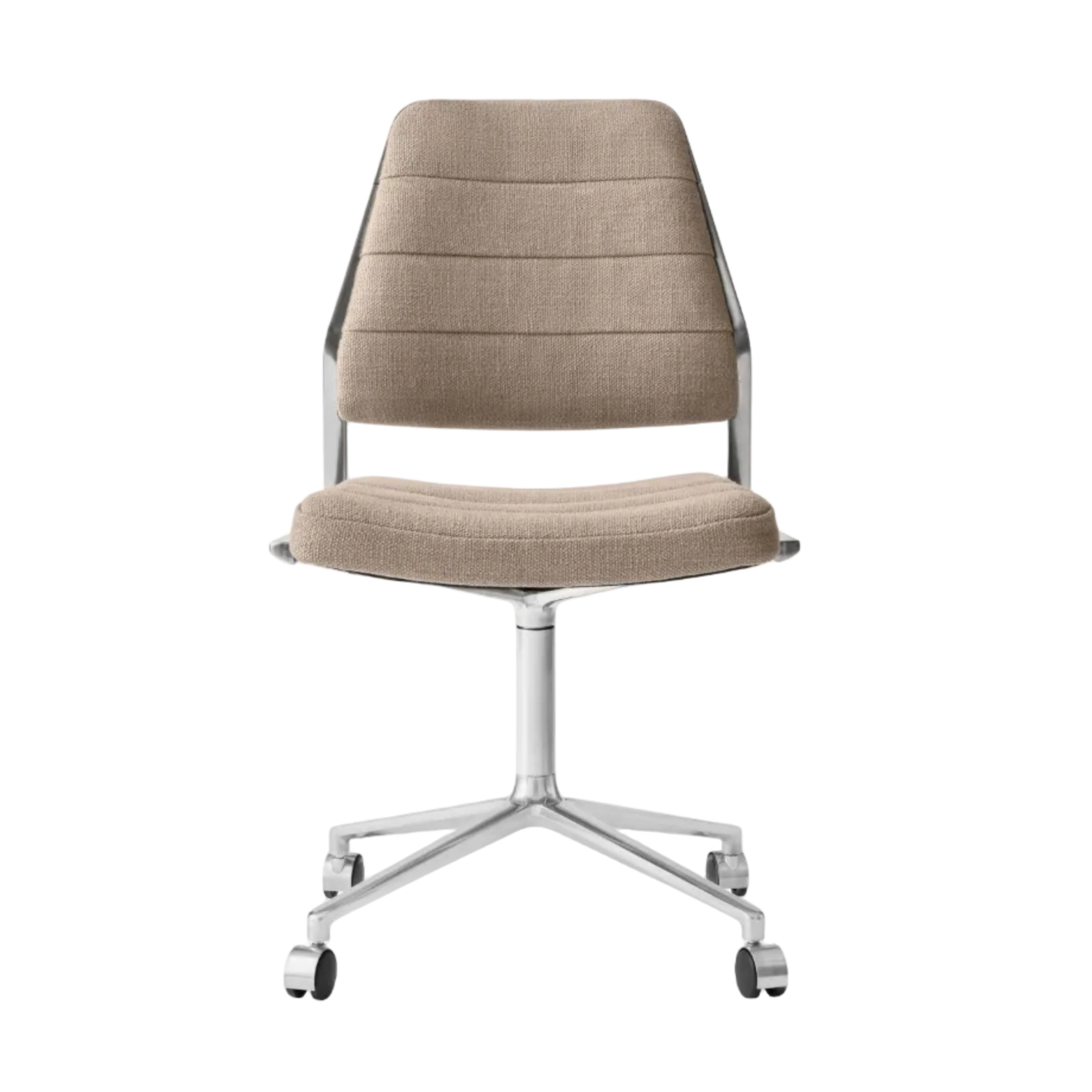 Office chair 454 in sandy fabric with a metal base.