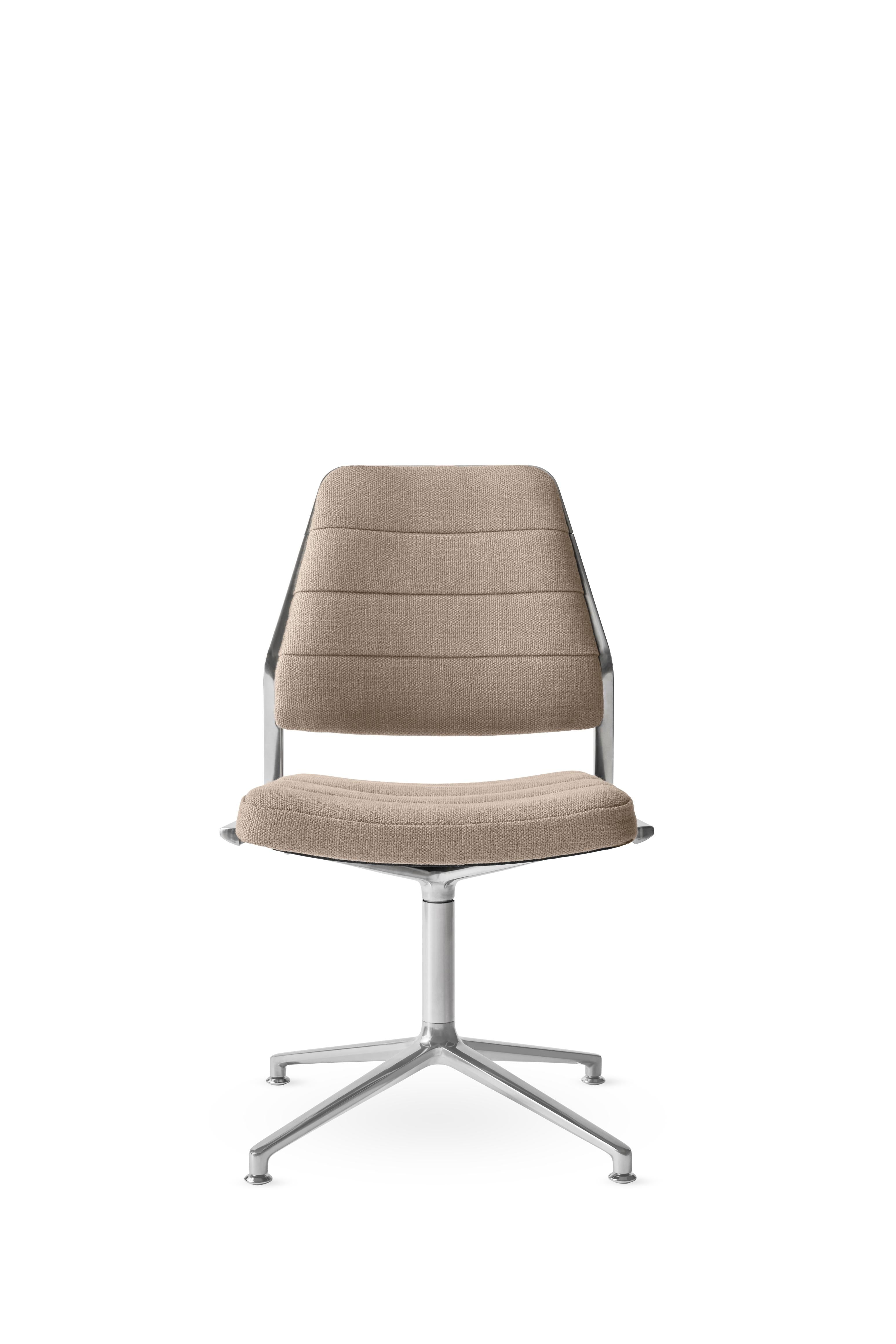 Office chair 454 in sandy fabric with a metal base.