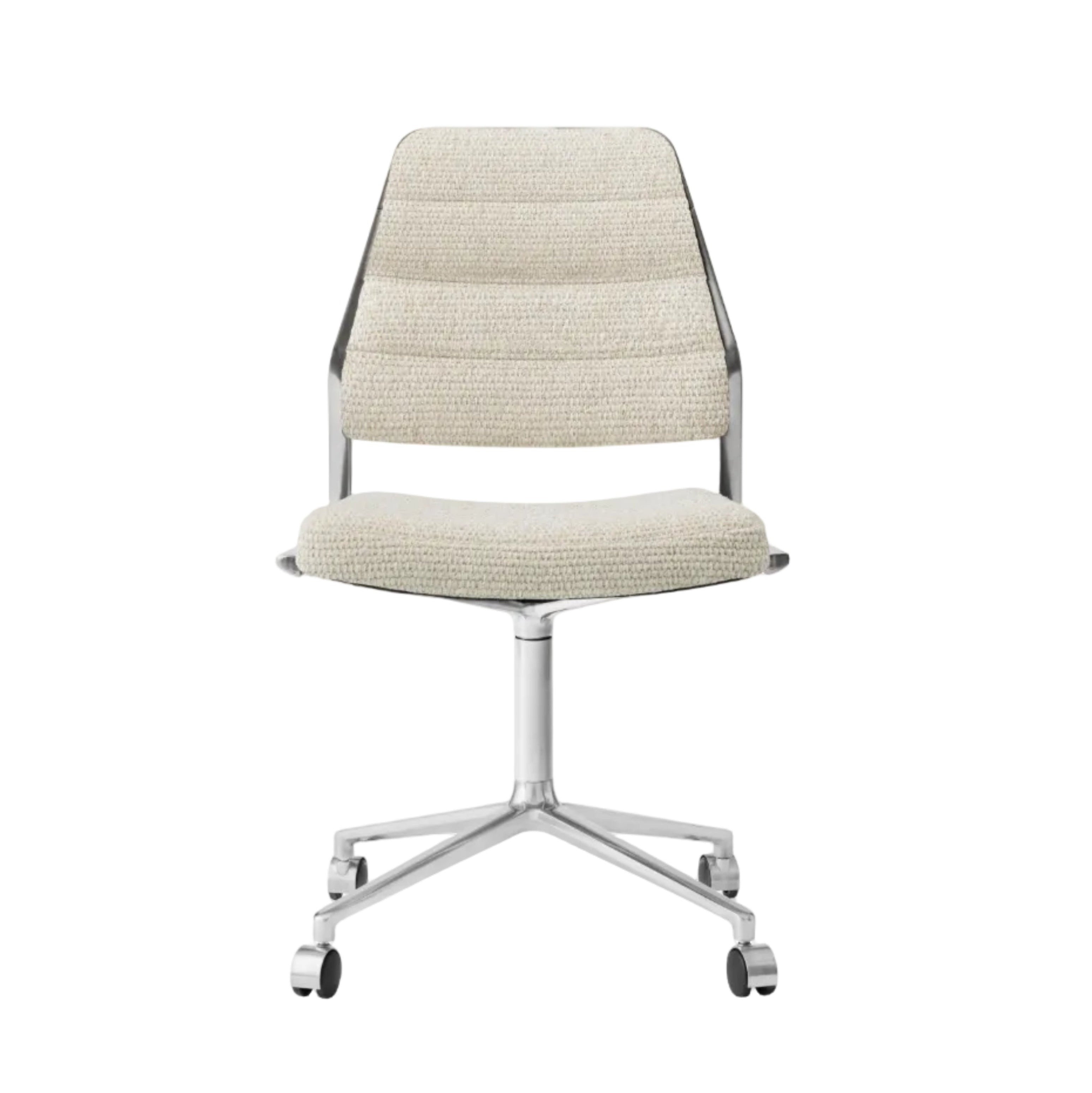 Office chair 454 in light gray fabric with a metal base.