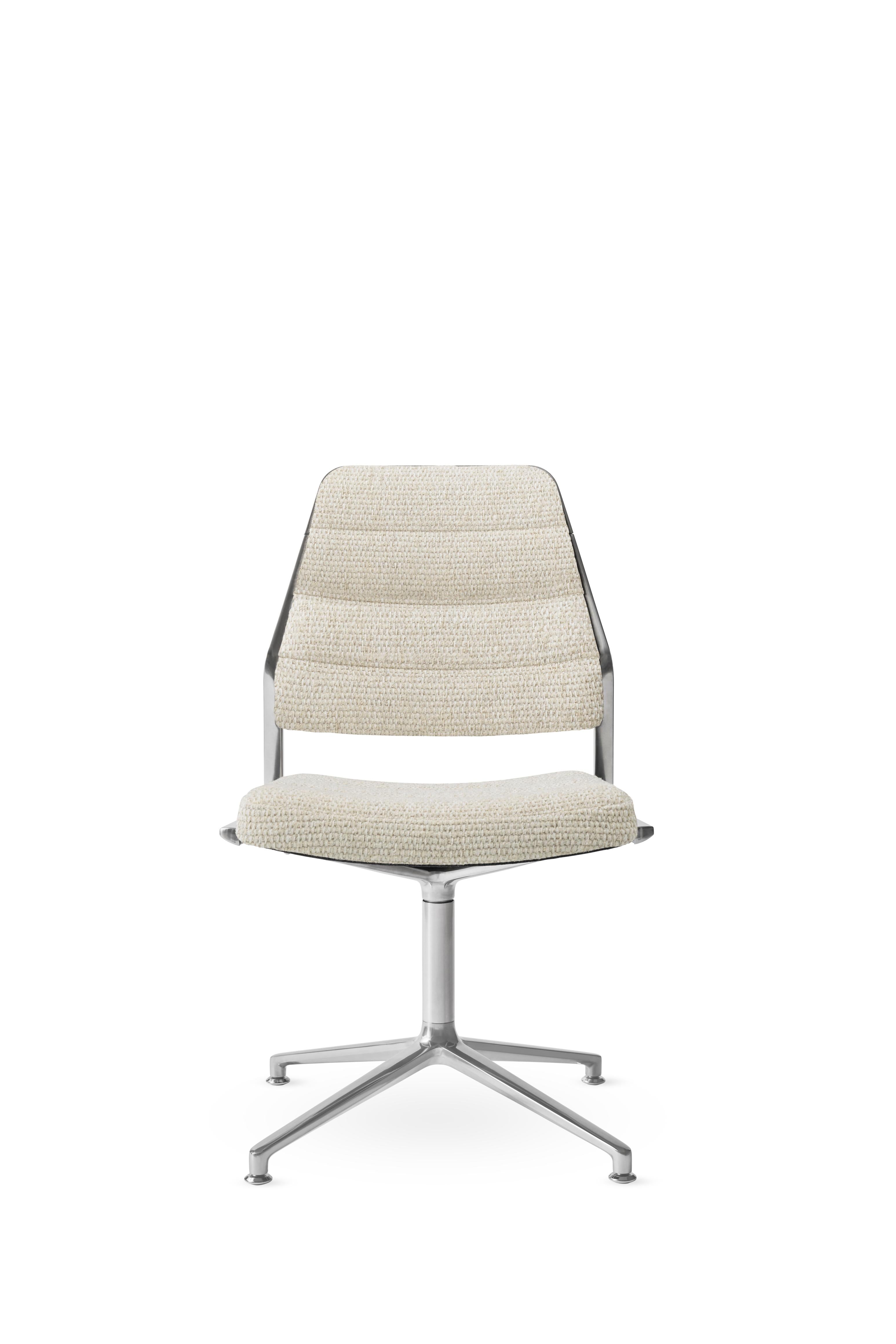 Office chair 454 in light gray fabric with a metal base.