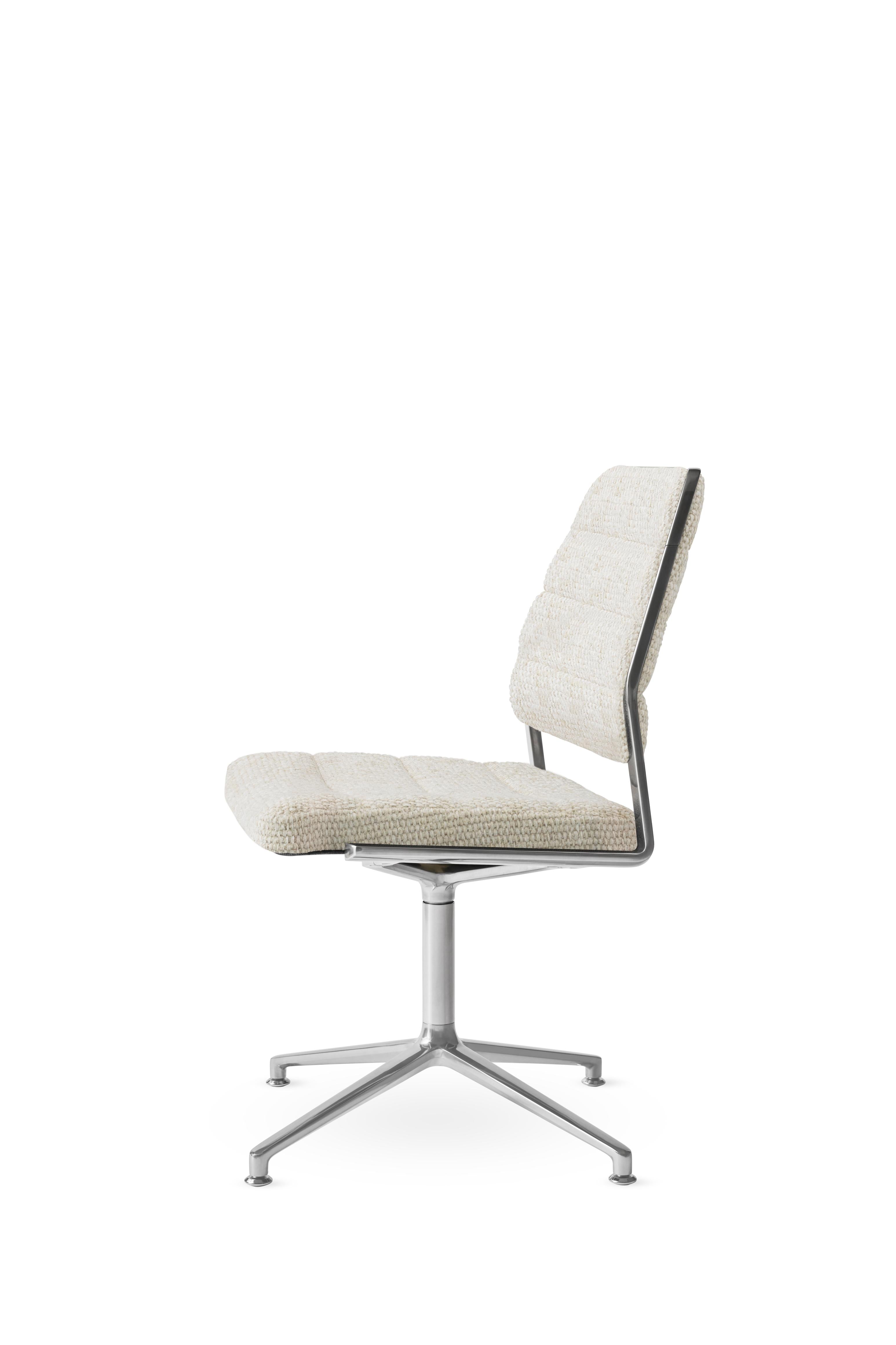 Office chair 454 in light gray fabric with a metal base.