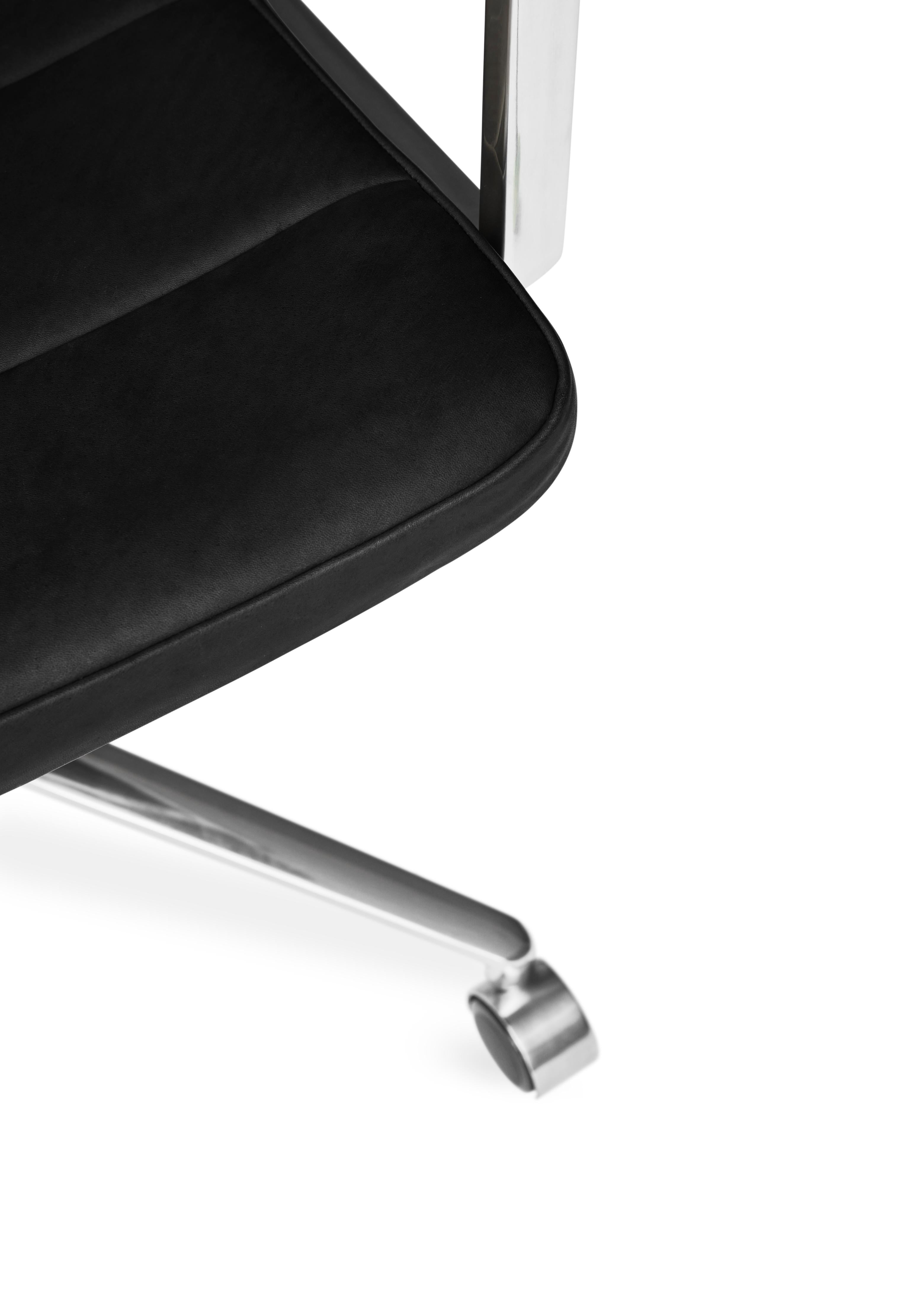 Office chair 455+ black leather with a metal base