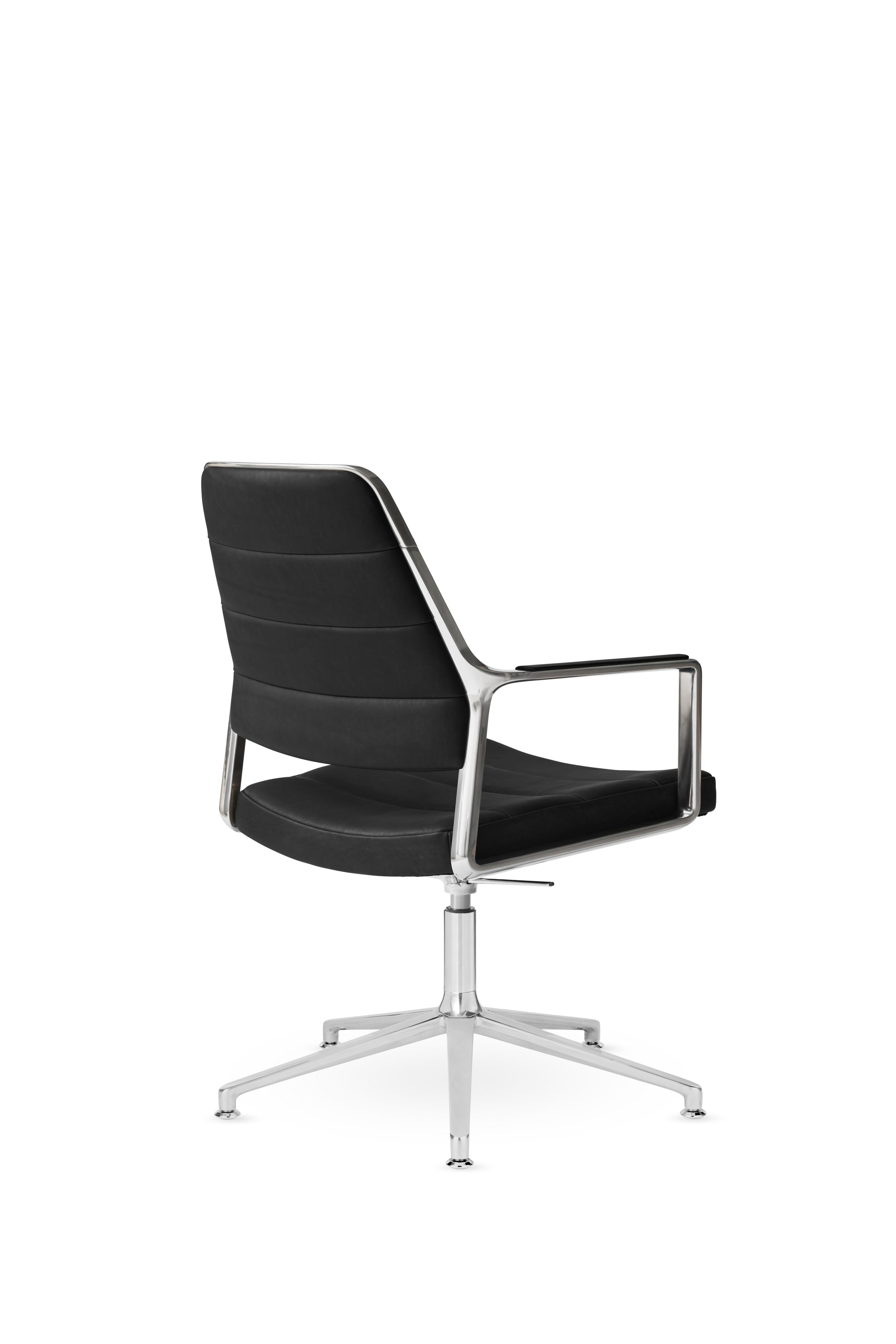 Office chair 455+ black leather with a metal base