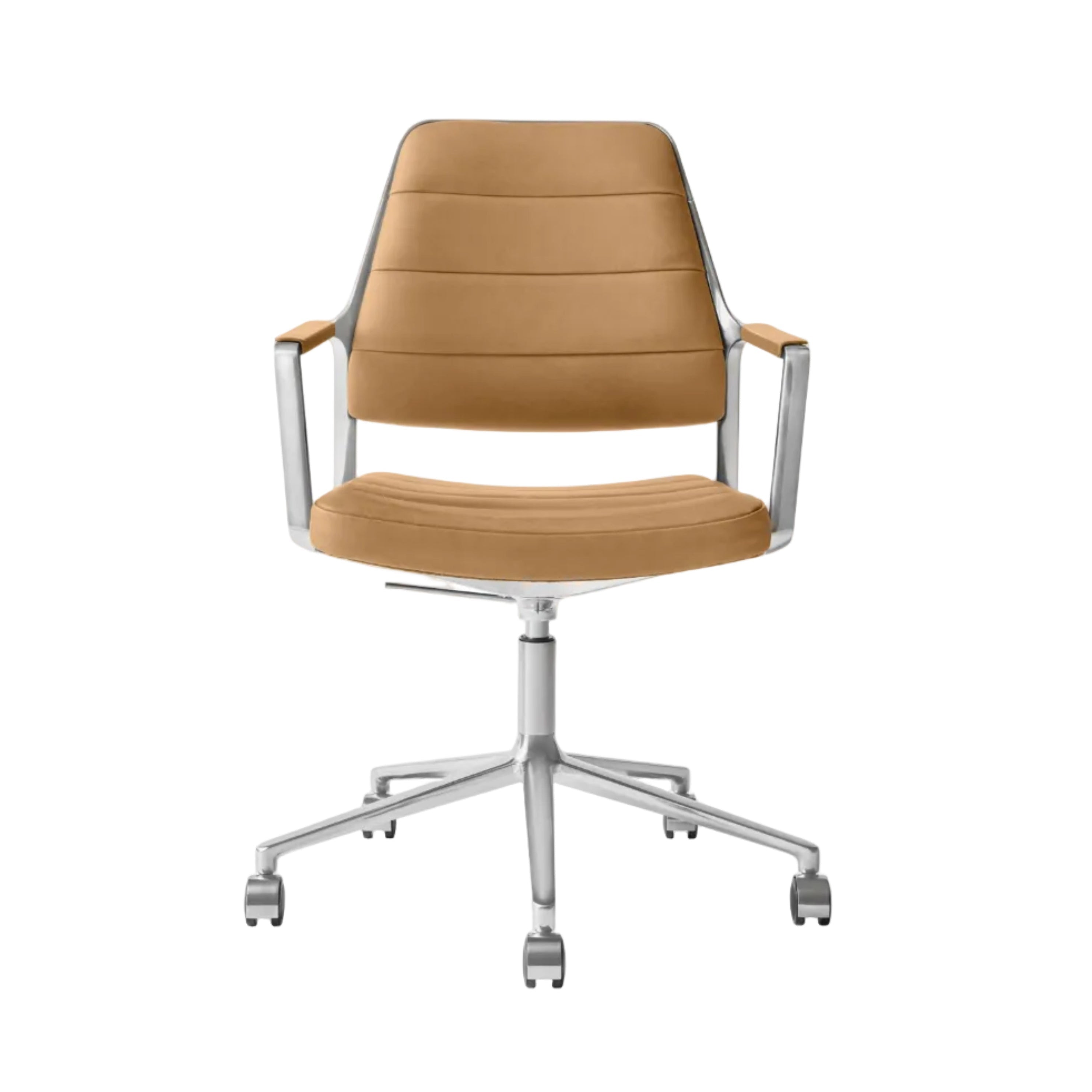 Office chair 455+ caramel leather with a metal base