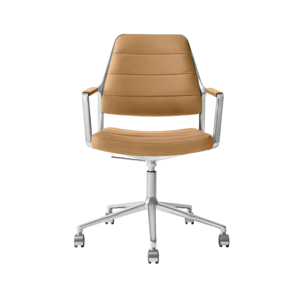 Office chair 455+ caramel leather with a metal base