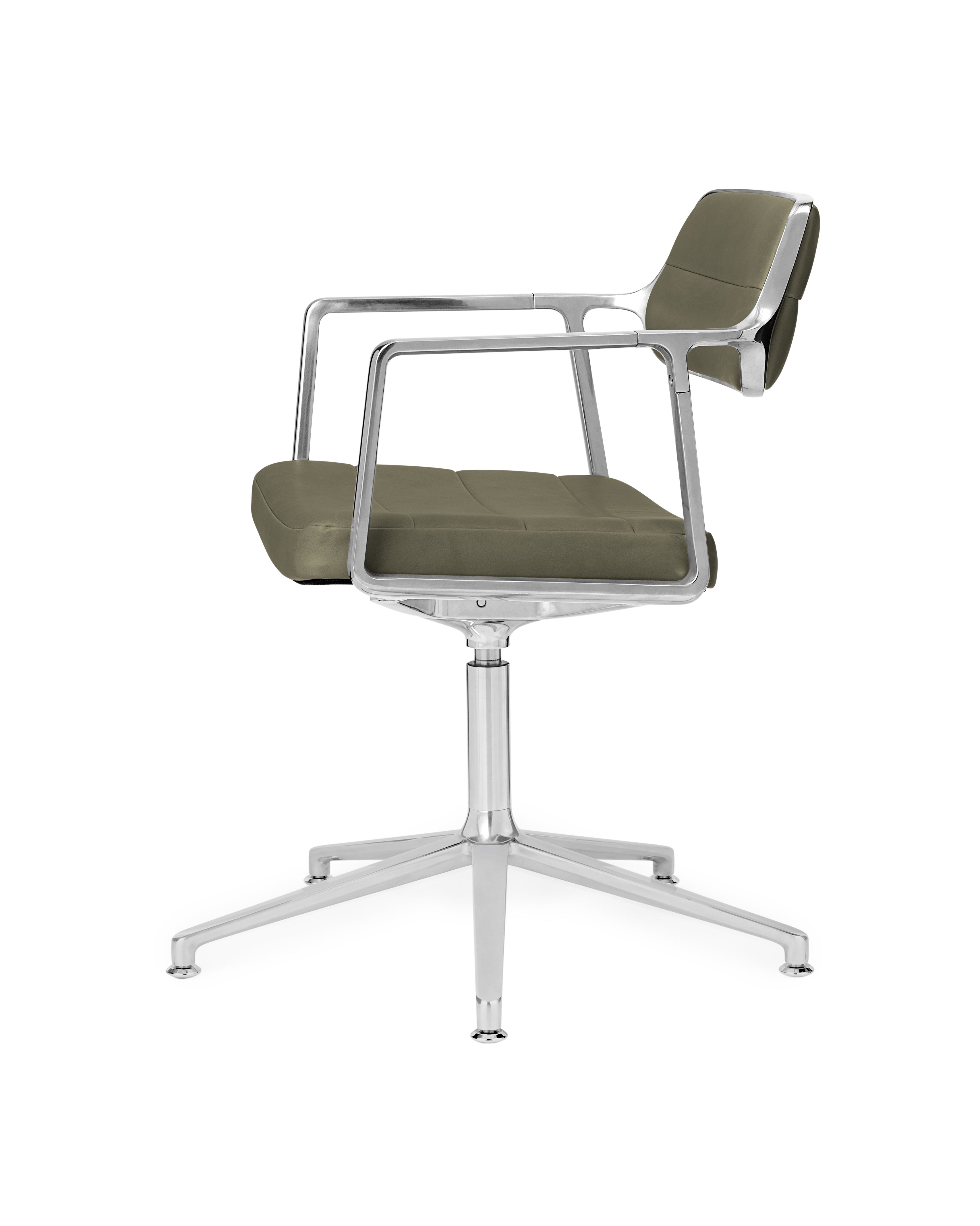 Office chair 453+ green leather with metal base