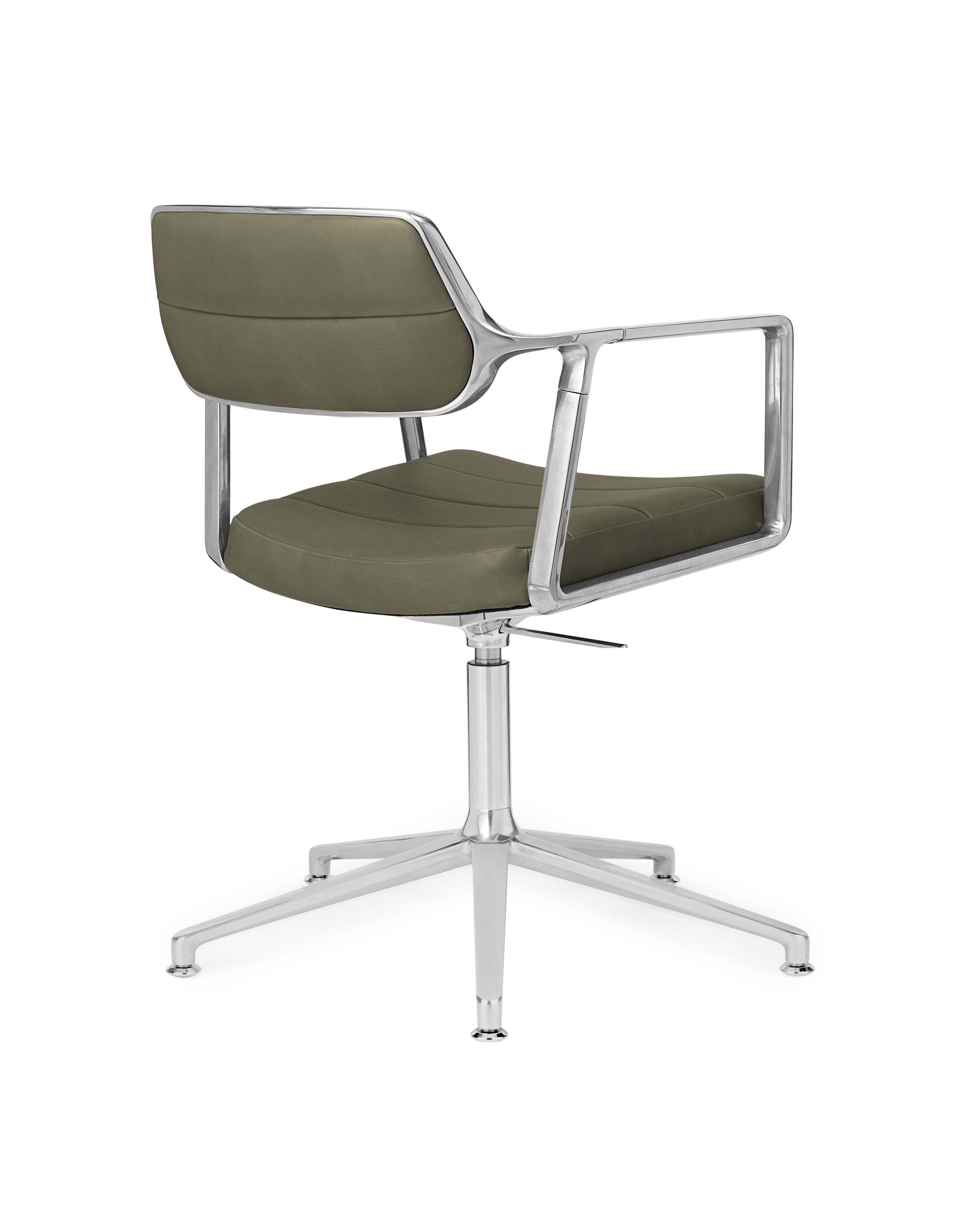 Office chair 453+ green leather with metal base