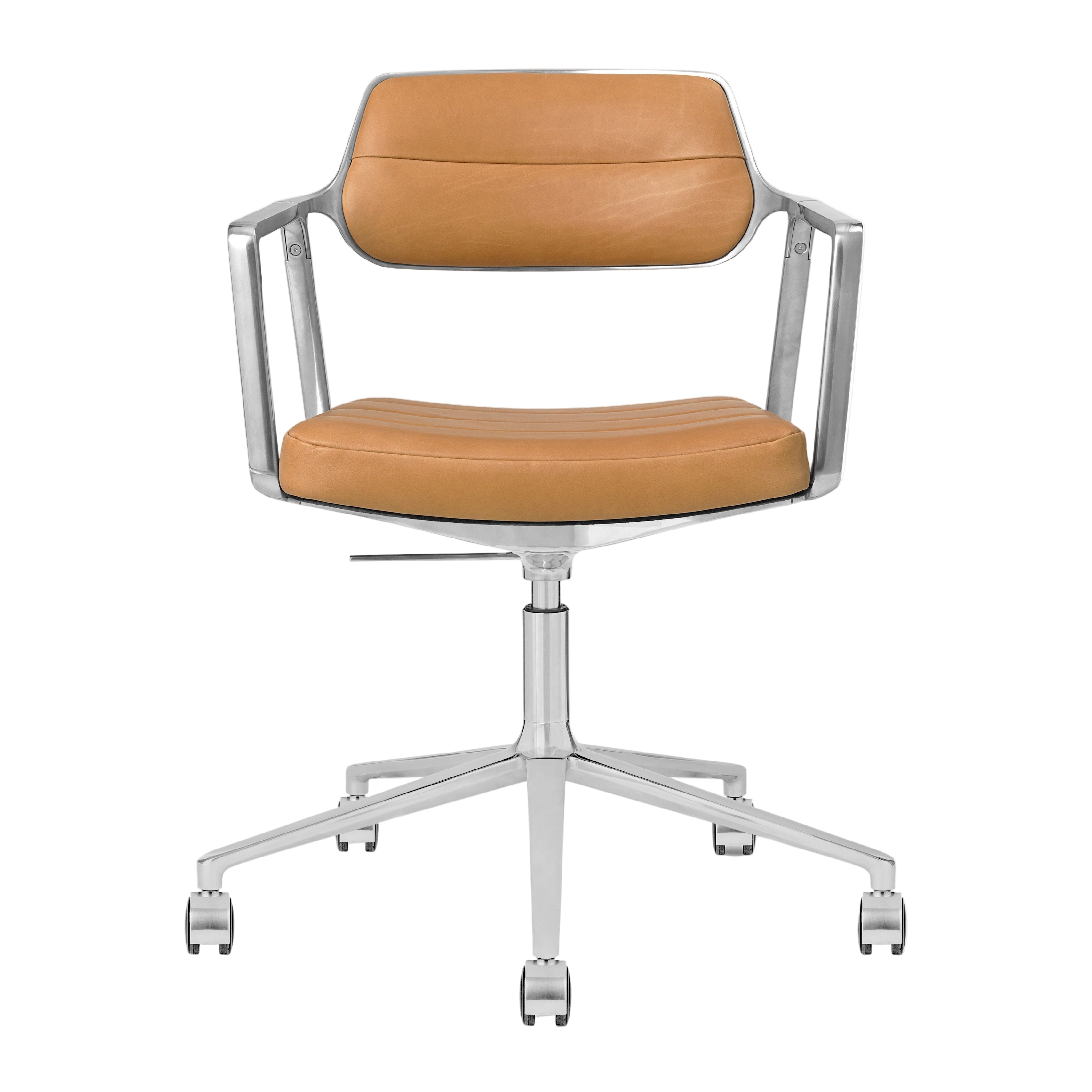 Office chair 453+ caramel leather with metal base