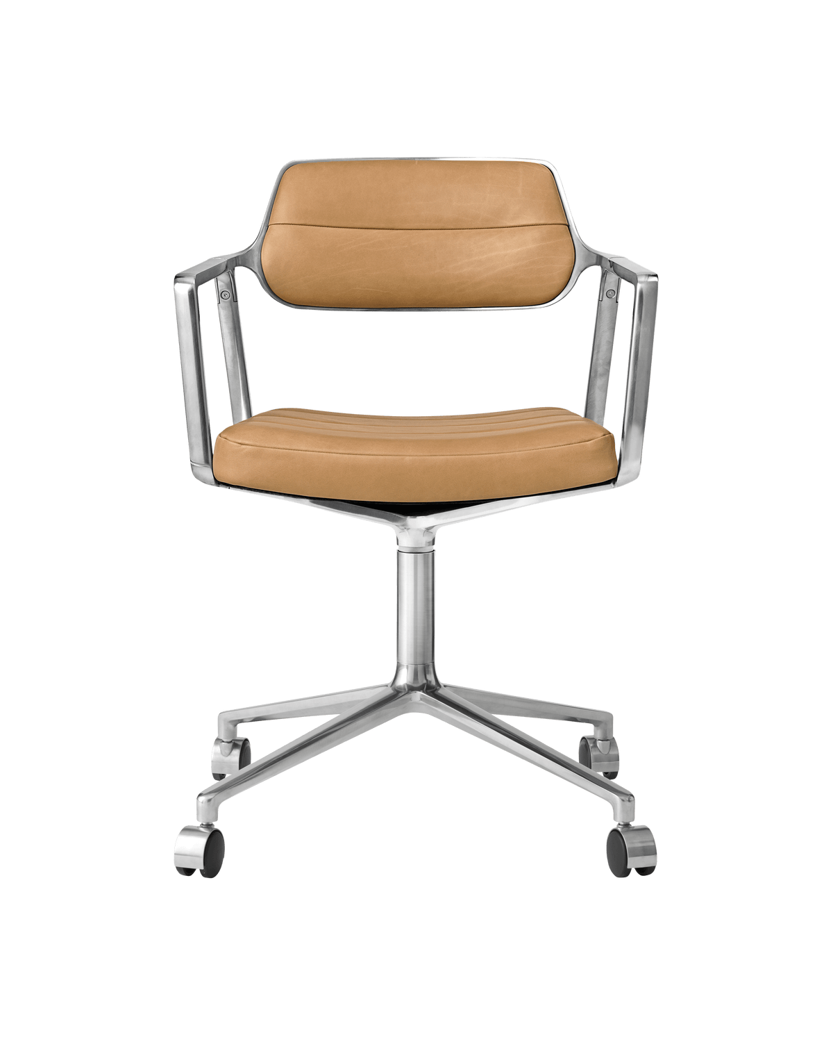 Office Chair 453 Caramel Leather with Metal Base