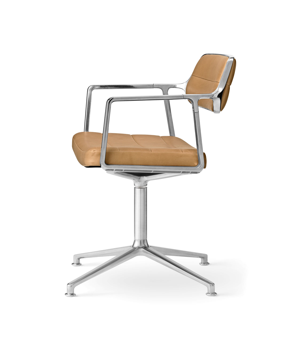 Office Chair 453 Caramel Leather with Metal Base