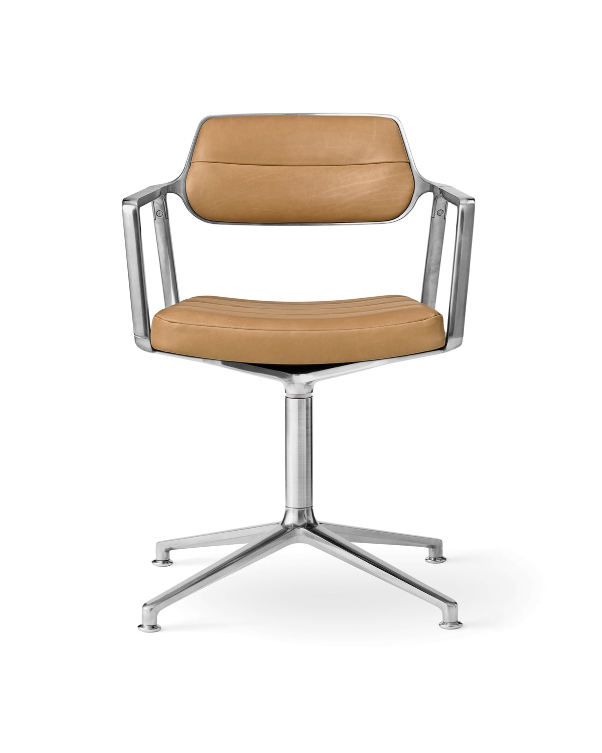 Office Chair 453 Caramel Leather with Metal Base