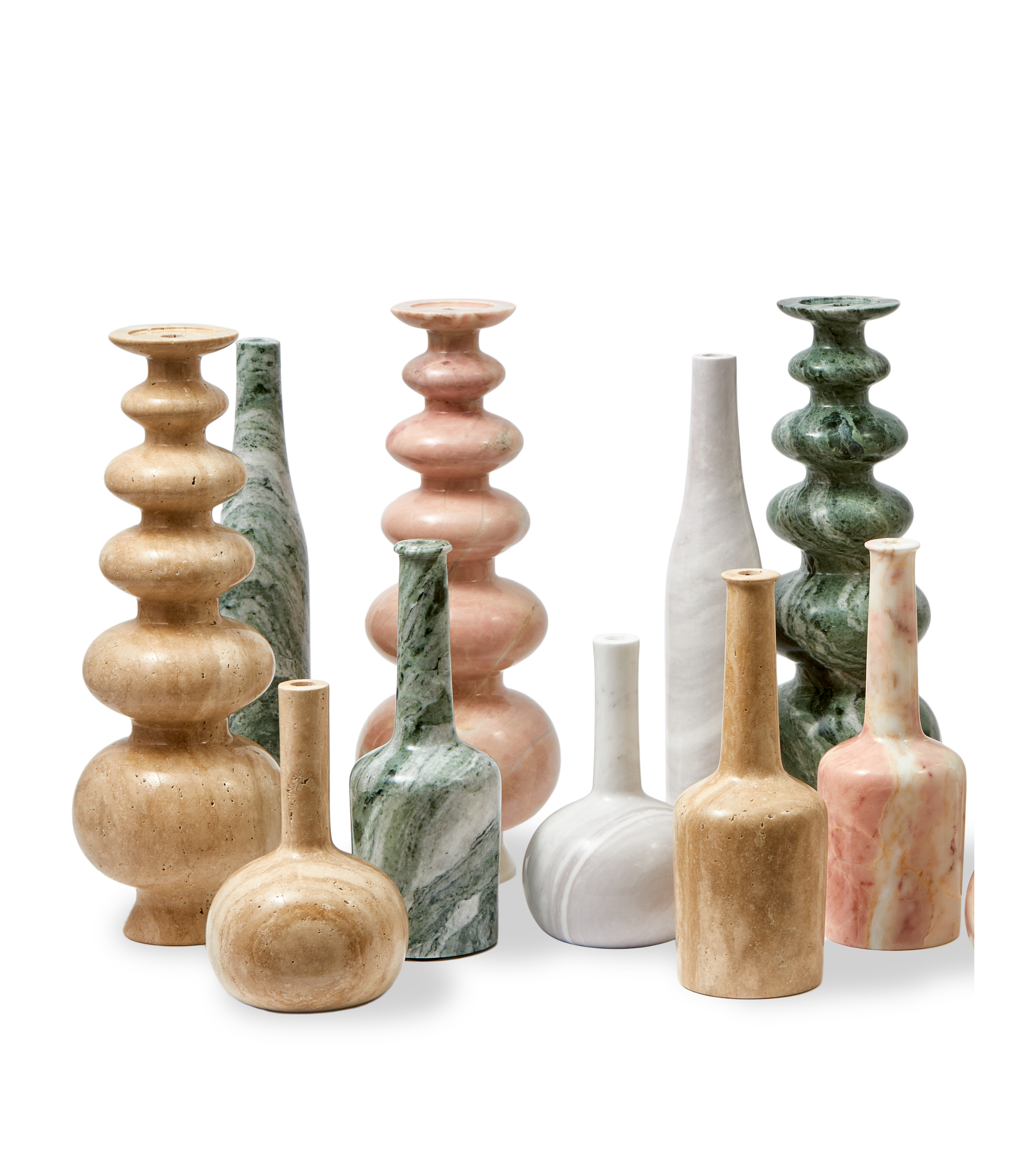 HERITAGE BELL beige travertine candlestick