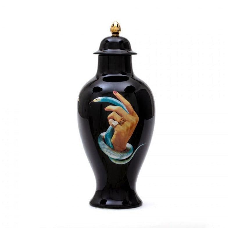 Wazon HANDS WITH SNAKES czarny Seletti Eye on Design