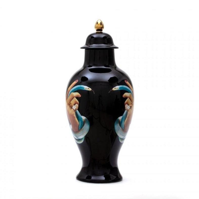 Wazon HANDS WITH SNAKES czarny Seletti Eye on Design