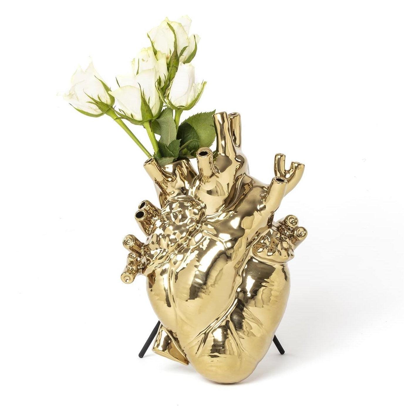 Wazon porcelanowy LOVE IN BLOOM złoty Seletti Eye on Design