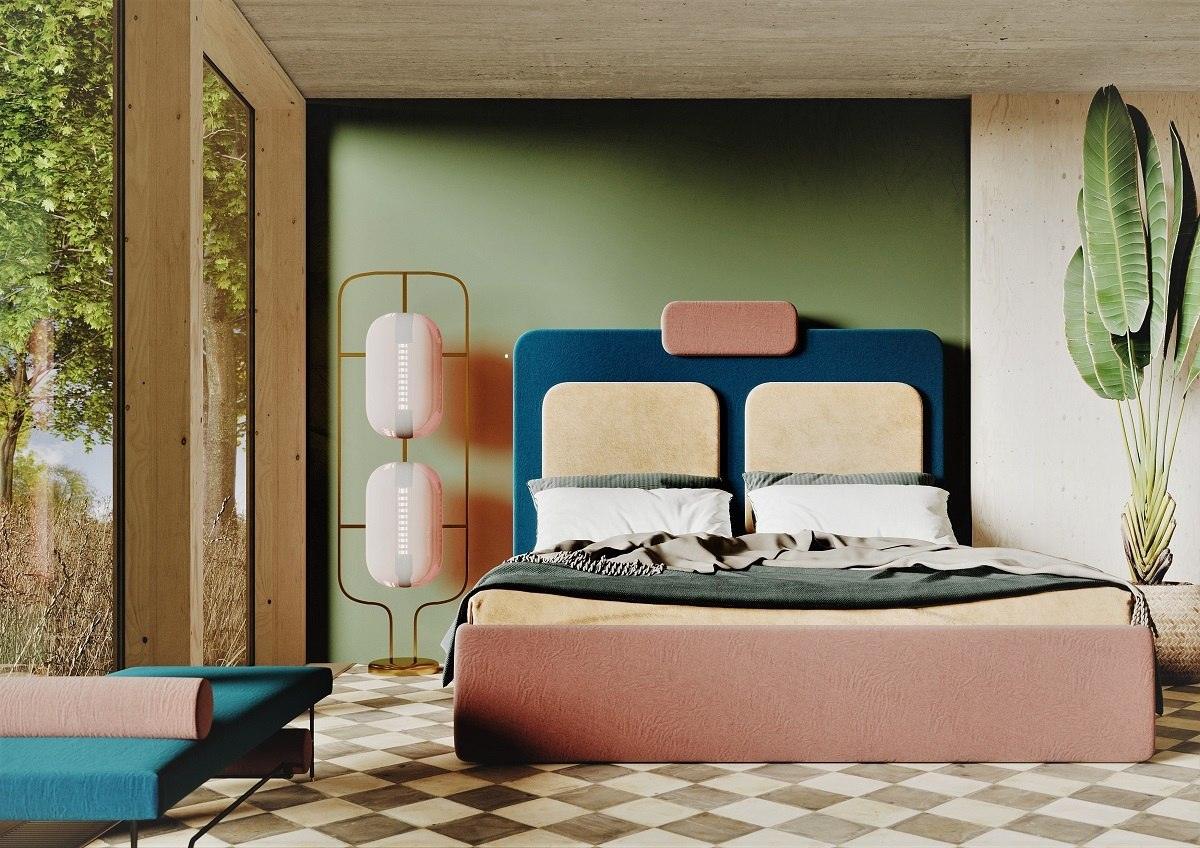 Wezgłowie PLUM 7 fioletowy z musztardowym Happy Barok Eye on Design