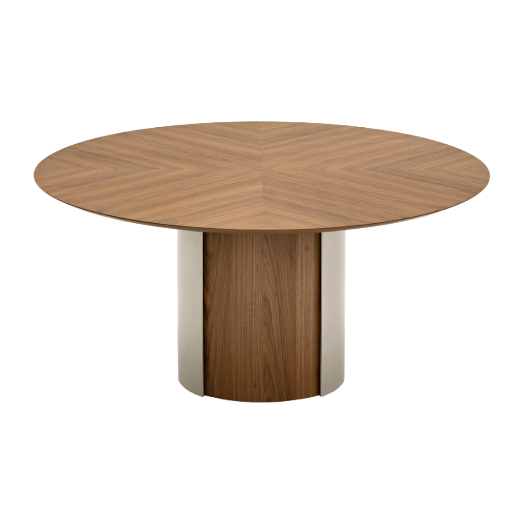 Round YOROI Table in Walnut Wood with Cream Base