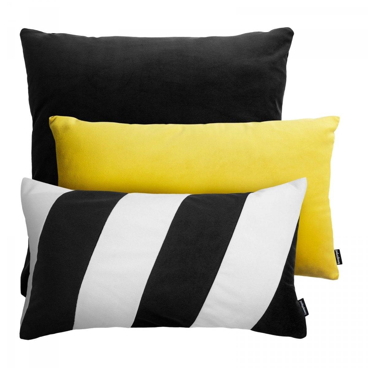 Zestaw 3 poduszek dekoracyjnych PRAM+STRIPES czarno-żółty Poduszkowcy Eye on Design