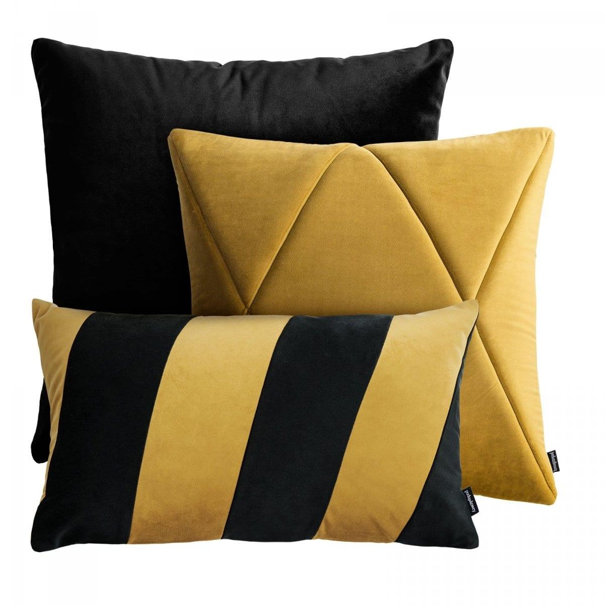 Zestaw 3 poduszek dekoracyjnych TOUCH + STRIPES czarno-złoty Poduszkowcy Eye on Design