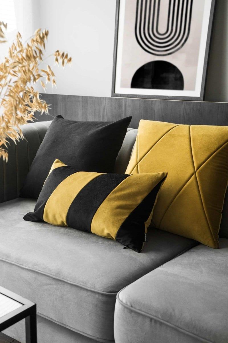 Zestaw 3 poduszek dekoracyjnych TOUCH + STRIPES czarno-złoty Poduszkowcy Eye on Design