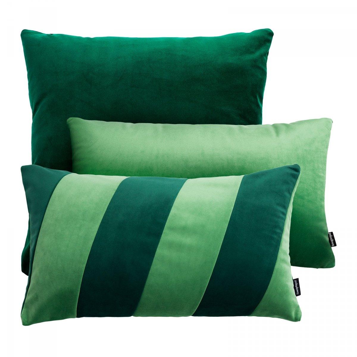 Zestaw poduszek dekoracyjnych VELVET + STRIPES zielony Poduszkowcy Eye on Design
