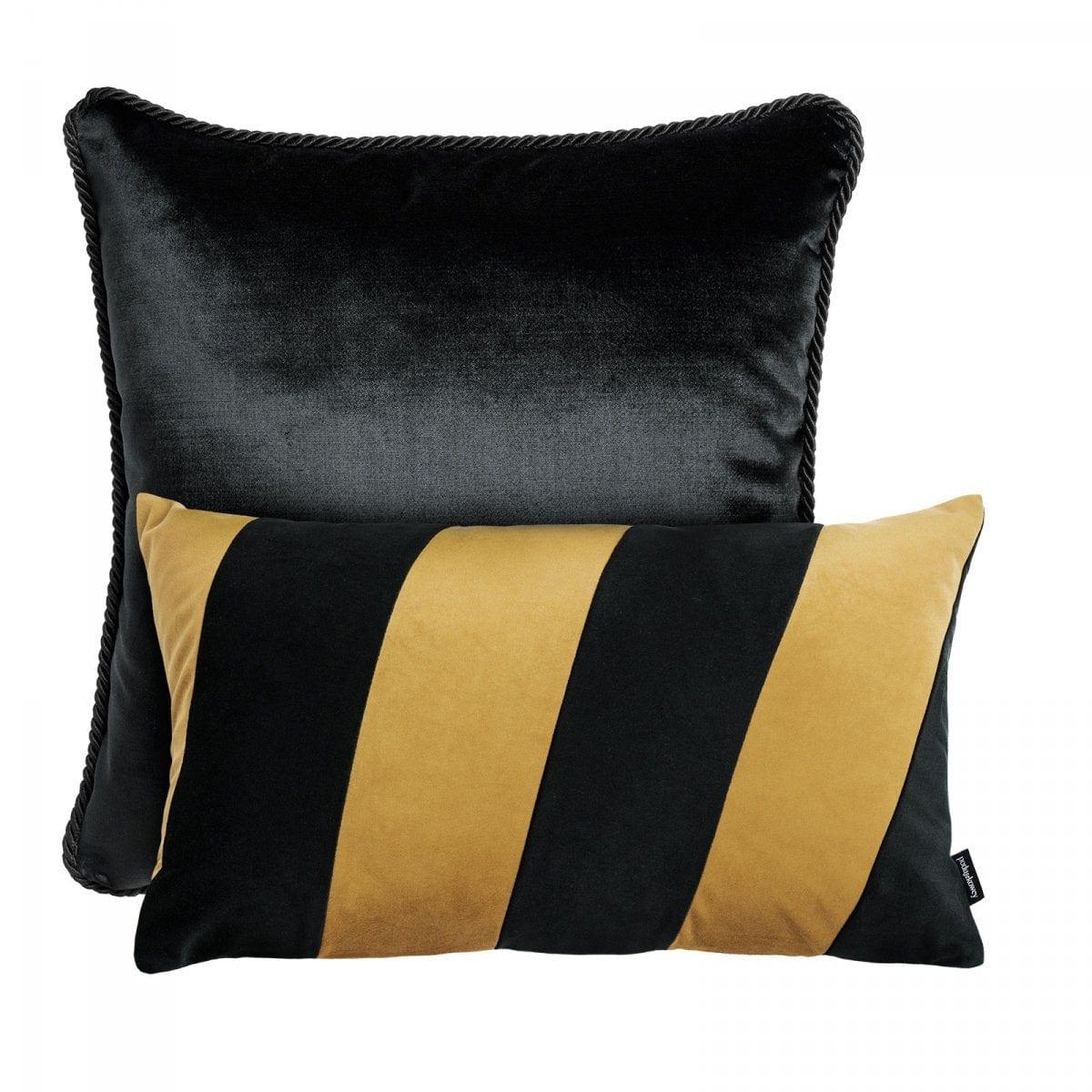 Zestaw poduszek GLAMOUR+STRIPES czarno-złoty Poduszkowcy Eye on Design