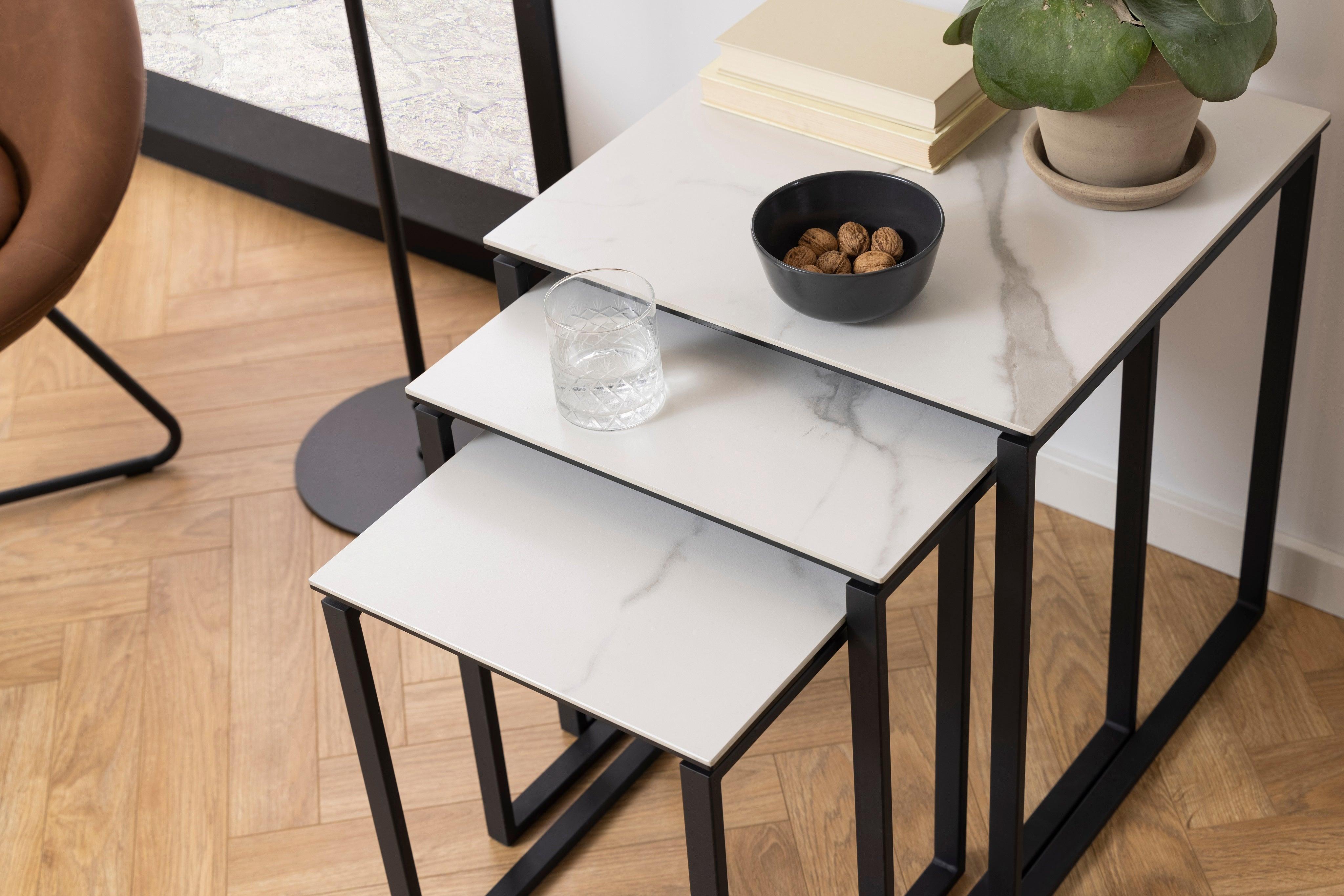 Zestaw stolików SOREN biały marmur Home Essentials Eye on Design