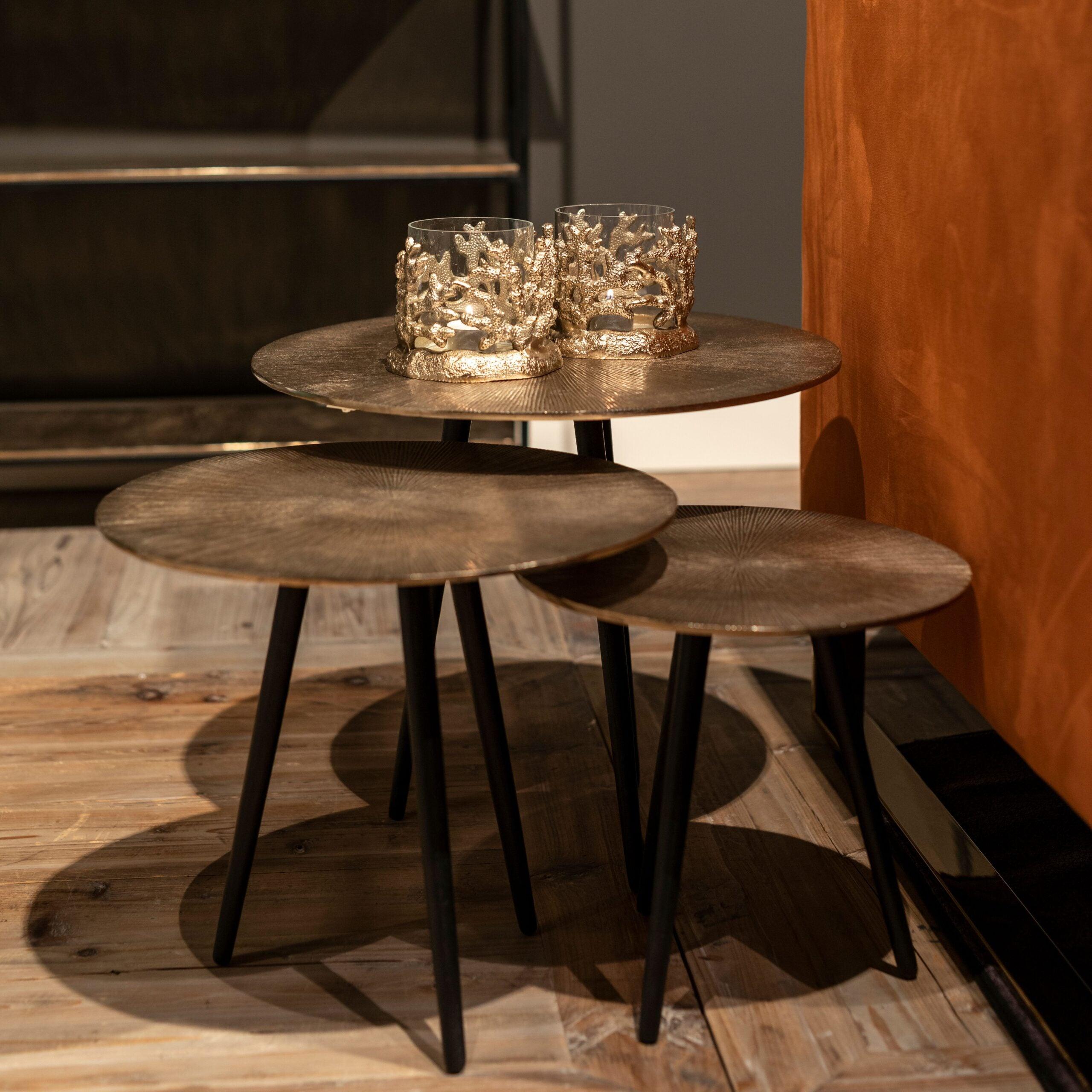 Zestaw stolików VITTORIO szampański złoty Richmond Interiors Eye on Design