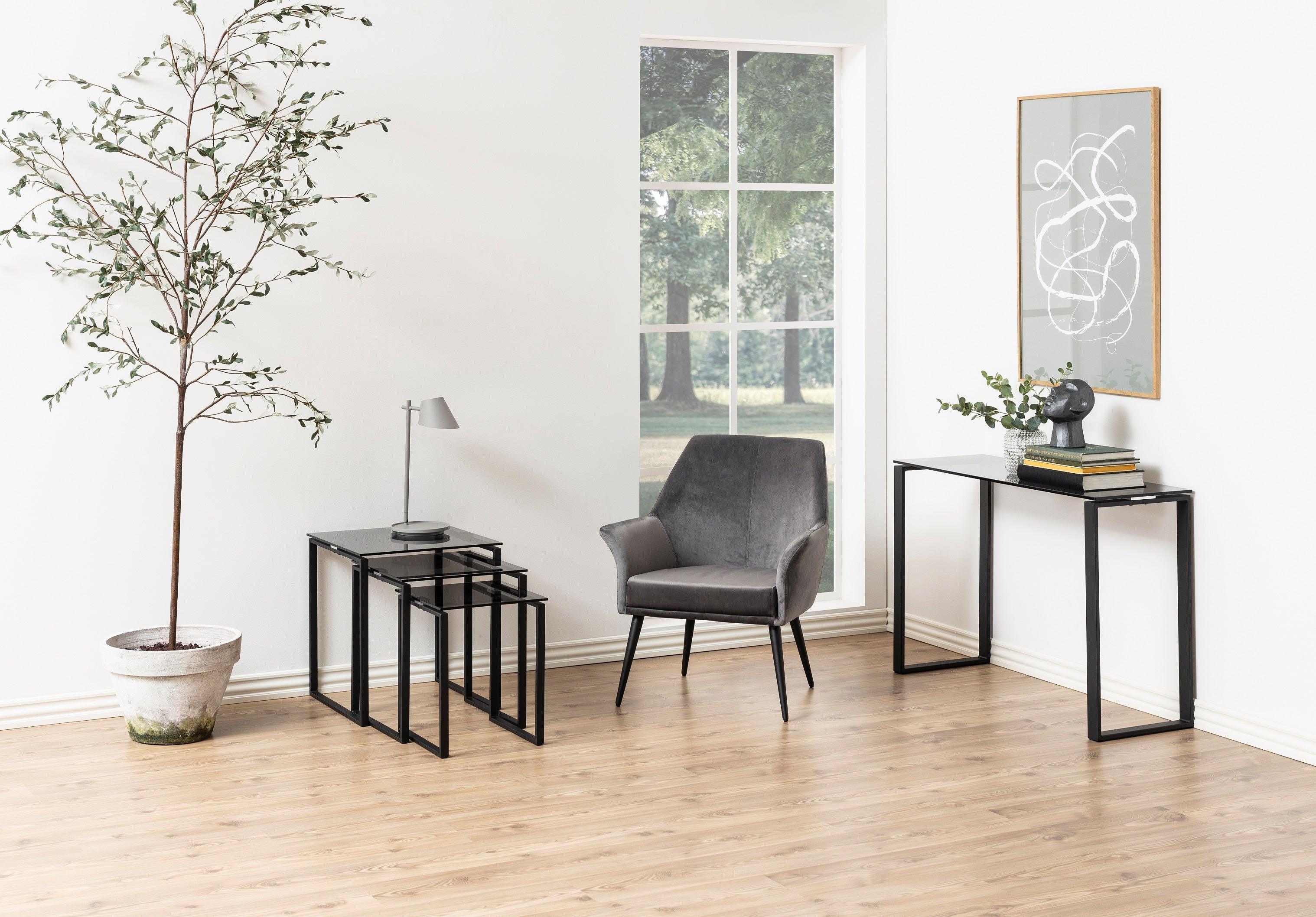 Zestaw szklanych stolików SOREN czarny Home Essentials Eye on Design