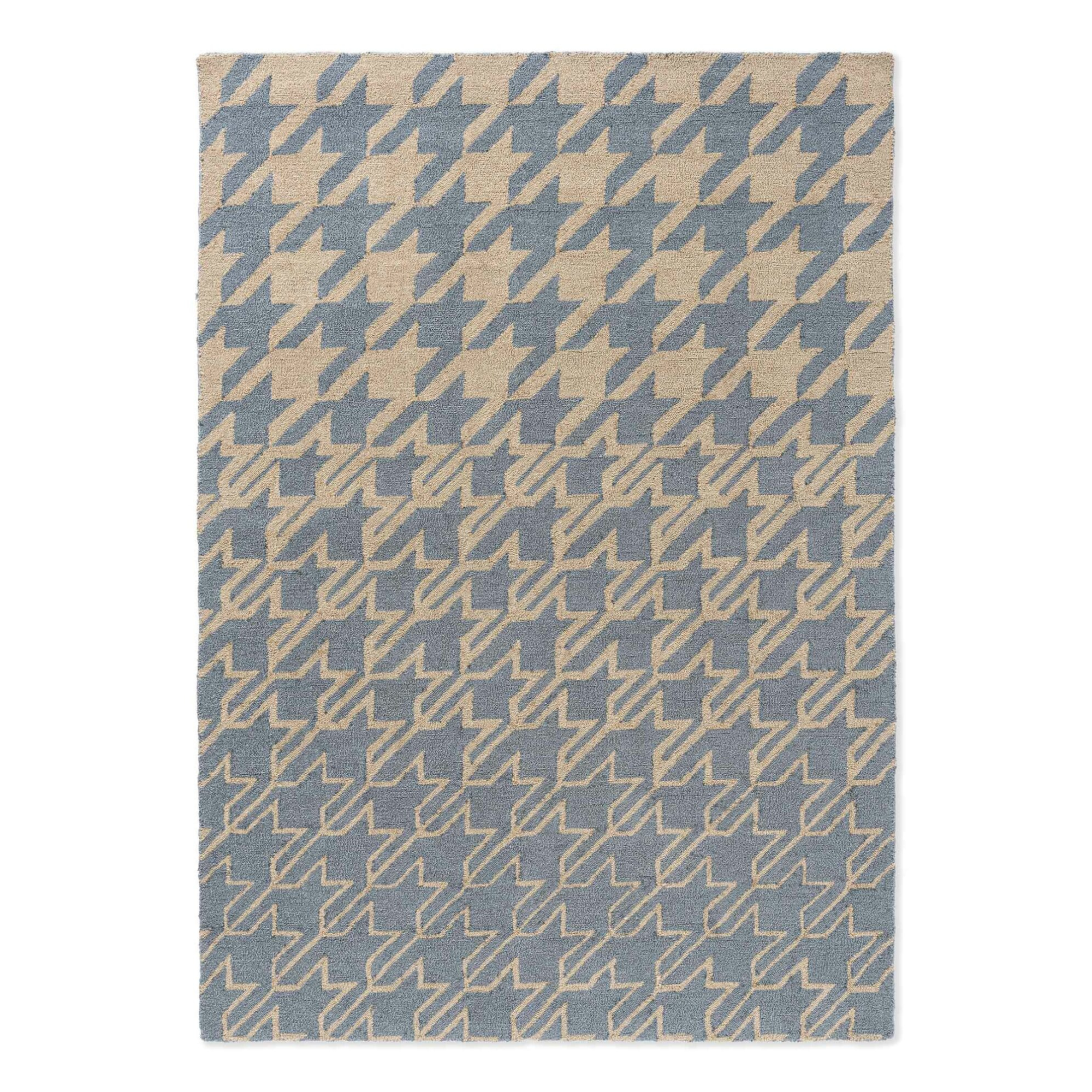 HOUNDSTOOTH WASHED outdoor rug in blue-beige