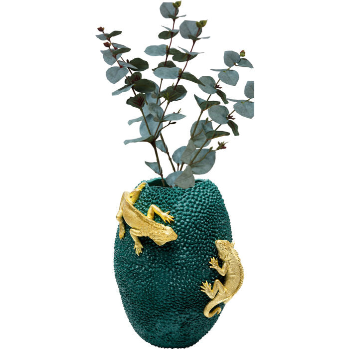 Green chameleons vase