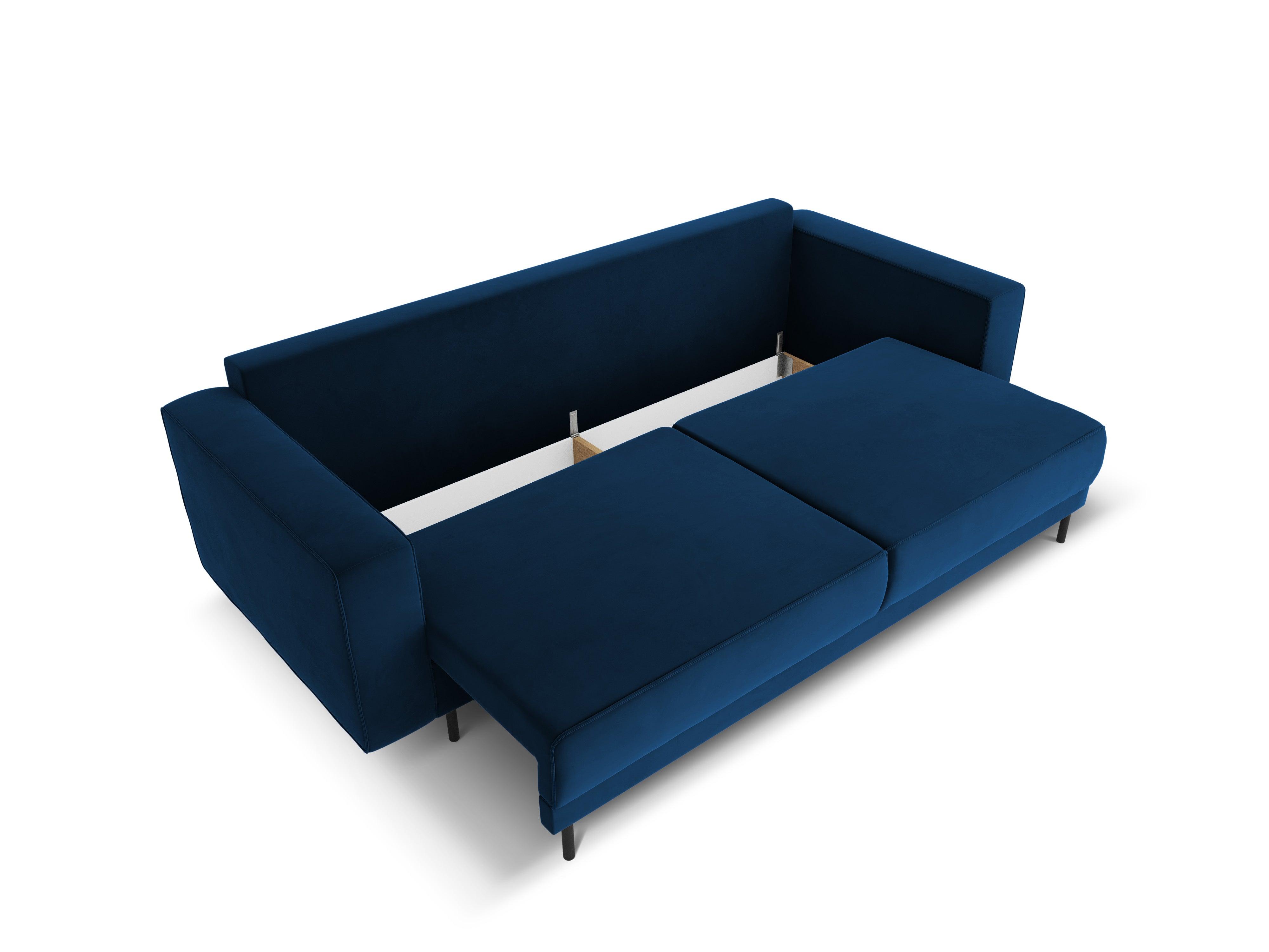 Sofa aksamitna z funkcją spania CARO granat królewski Micadoni Eye on Design