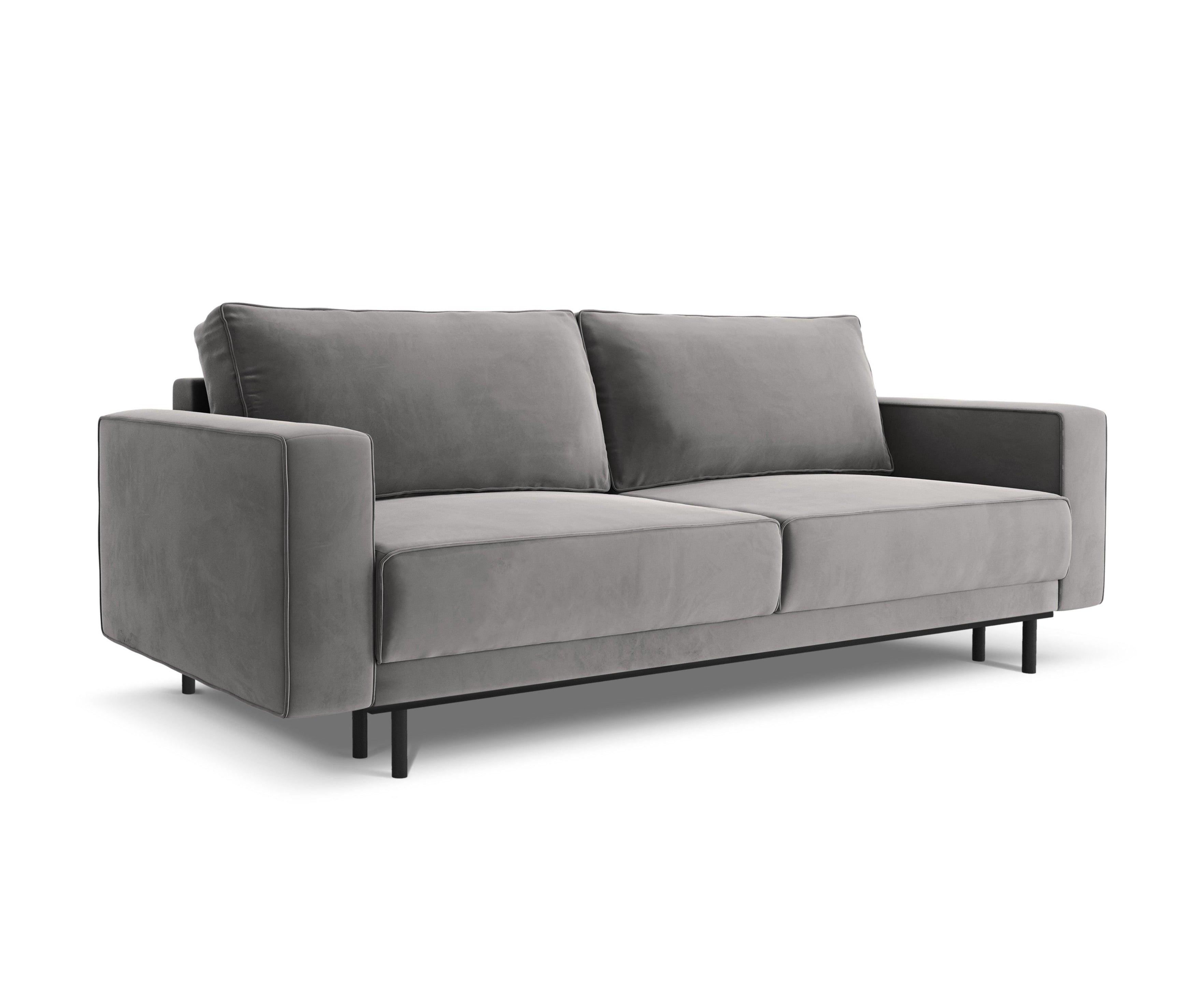 Sofa aksamitna z funkcją spania CARO szary Micadoni Eye on Design