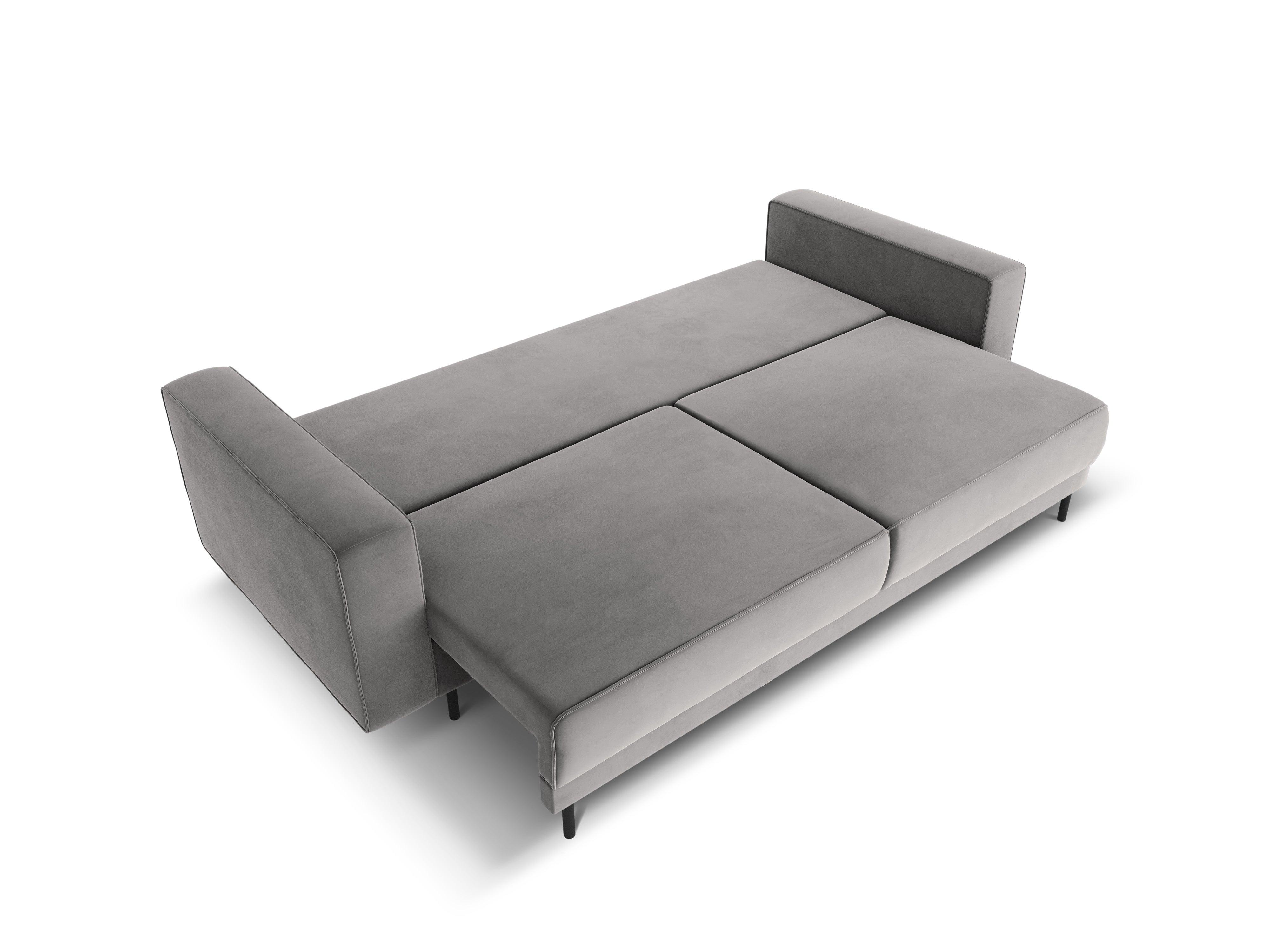Sofa aksamitna z funkcją spania CARO szary Micadoni Eye on Design