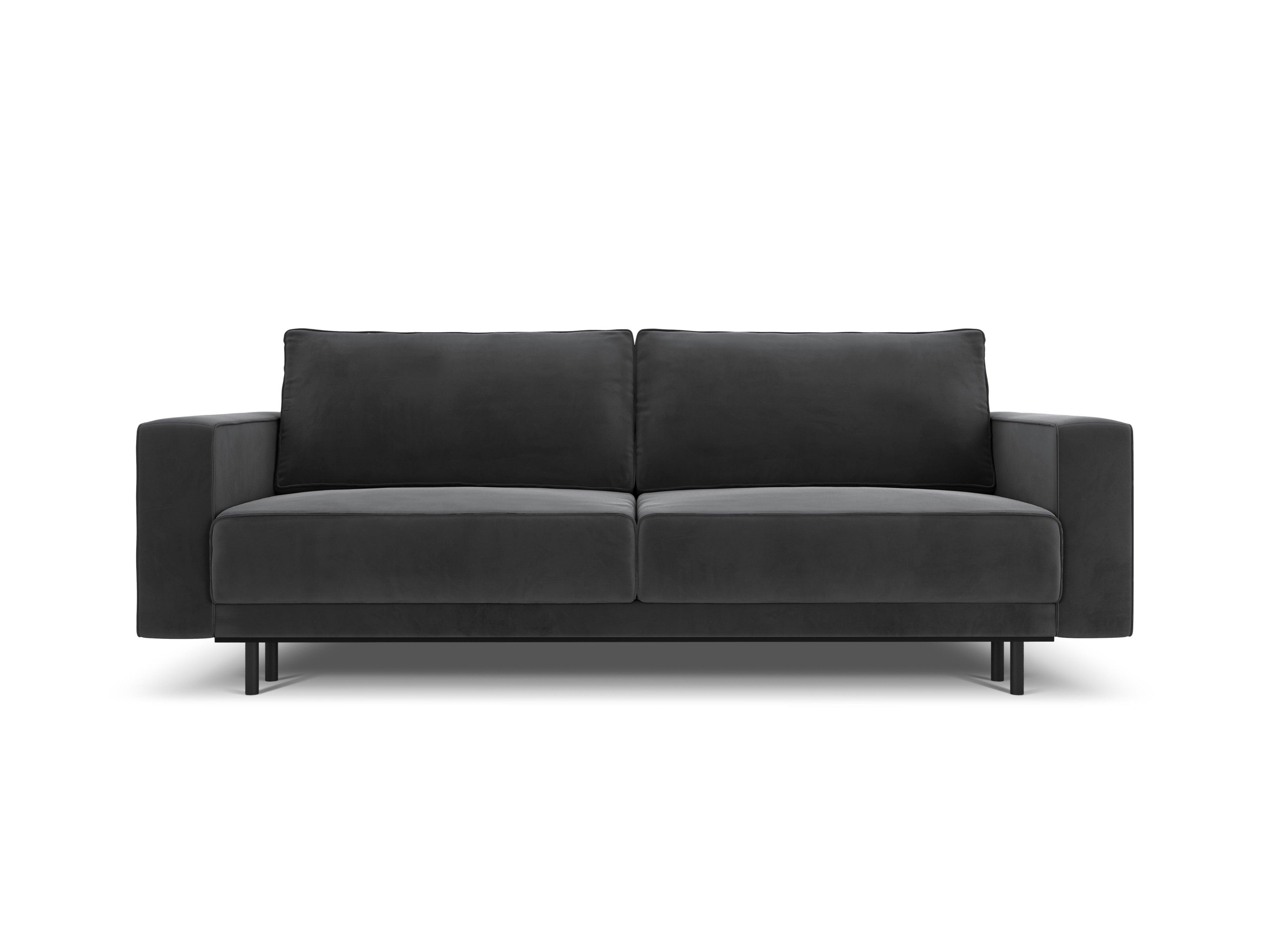 Sofa aksamitna z funkcją spania CARO ciemnoszary Micadoni Eye on Design
