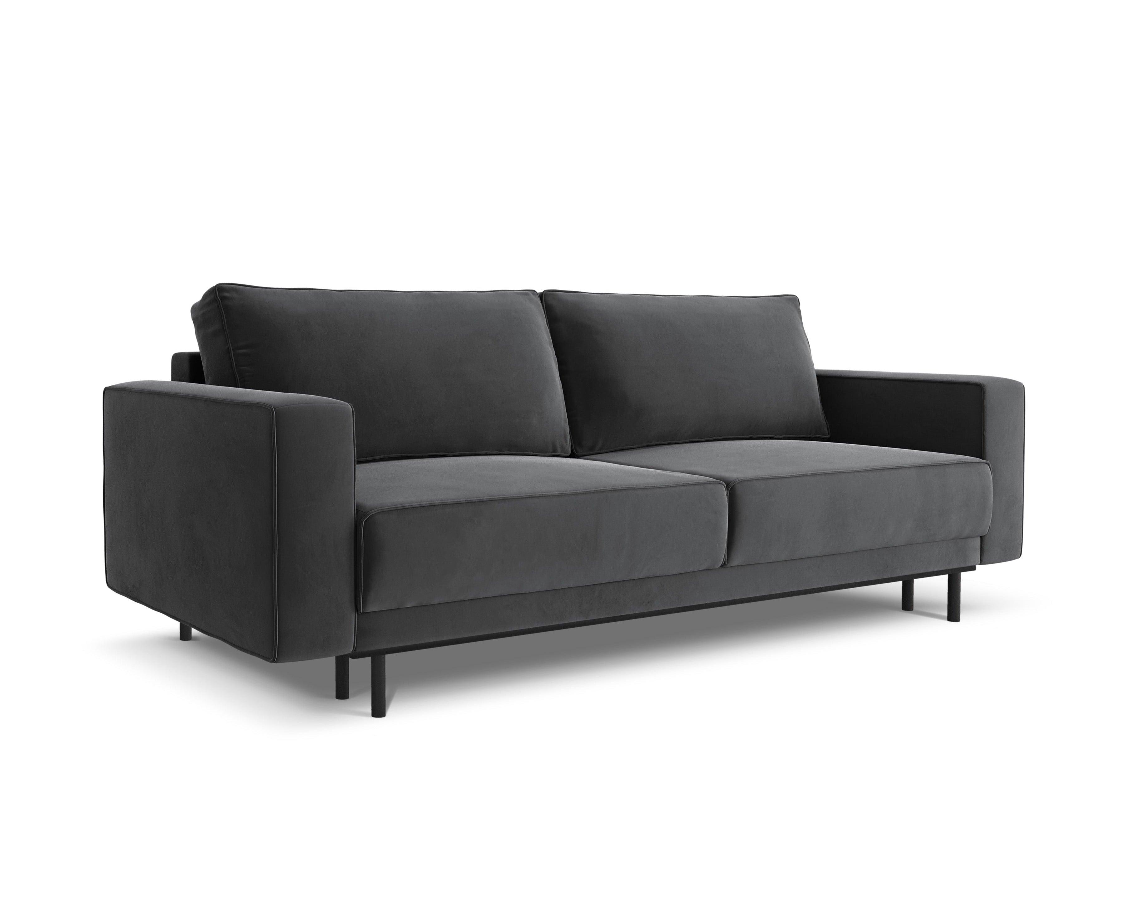 Sofa aksamitna z funkcją spania CARO ciemnoszary Micadoni Eye on Design