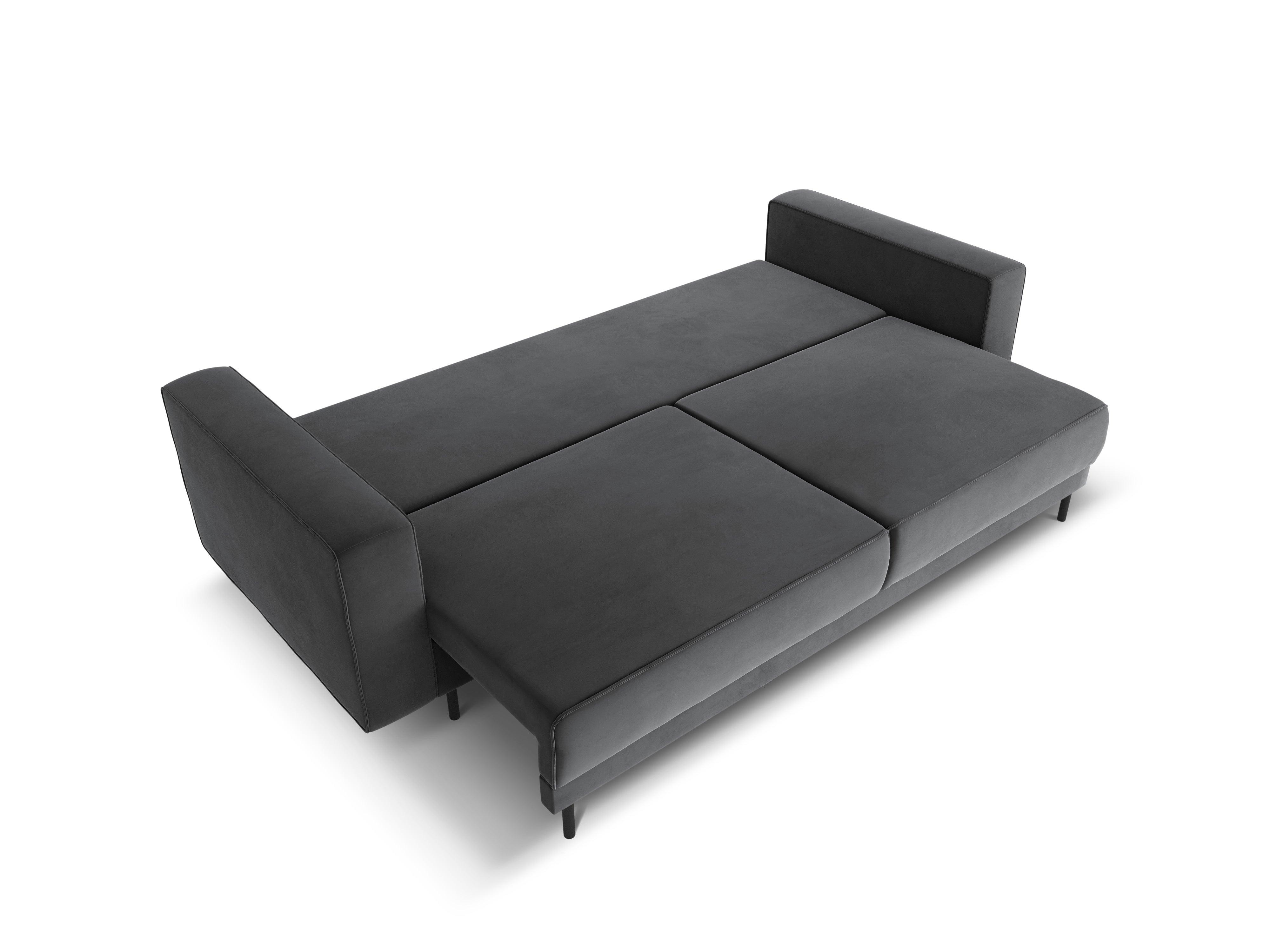 Sofa aksamitna z funkcją spania CARO ciemnoszary Micadoni Eye on Design