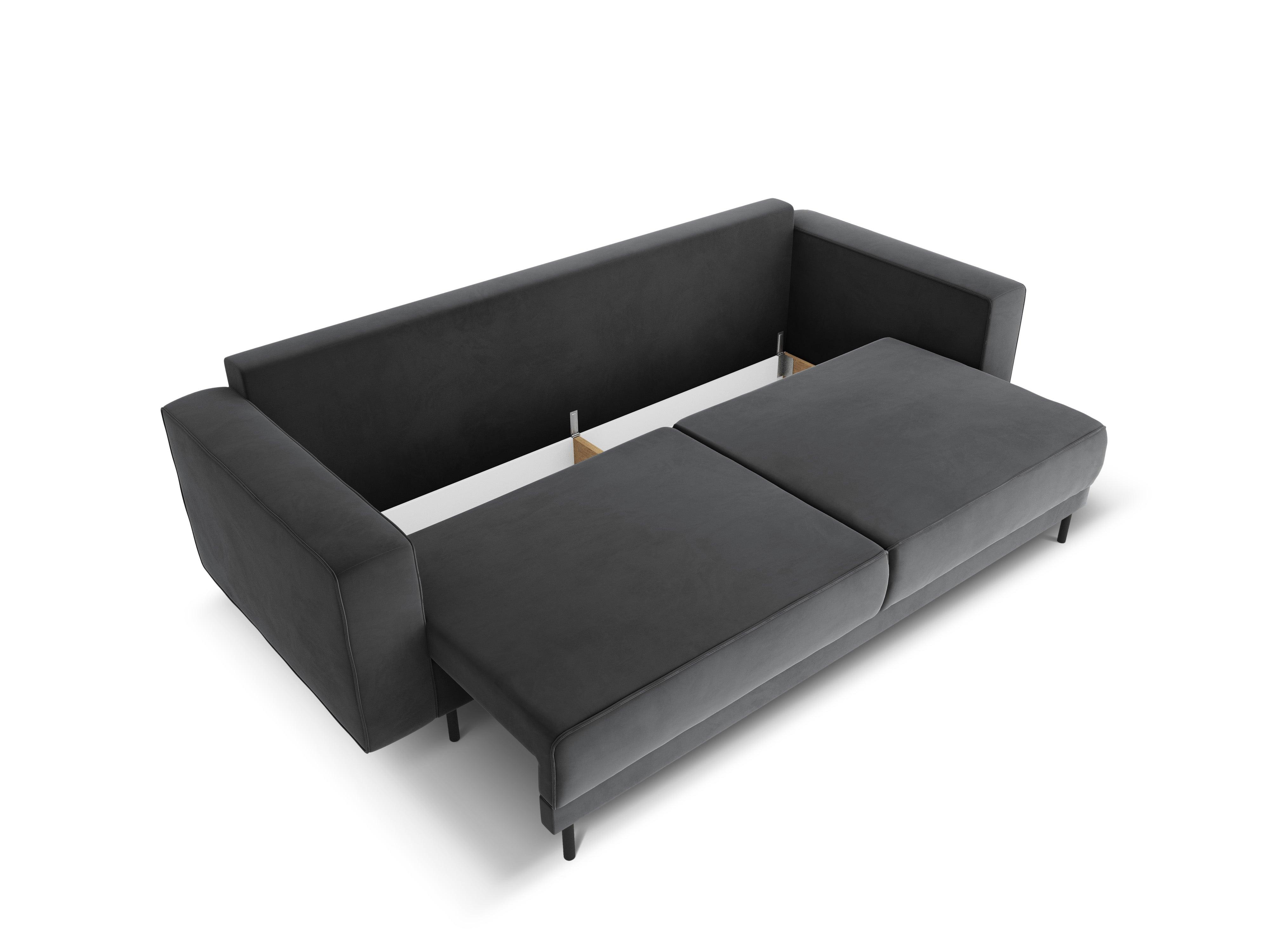 Sofa aksamitna z funkcją spania CARO ciemnoszary Micadoni Eye on Design