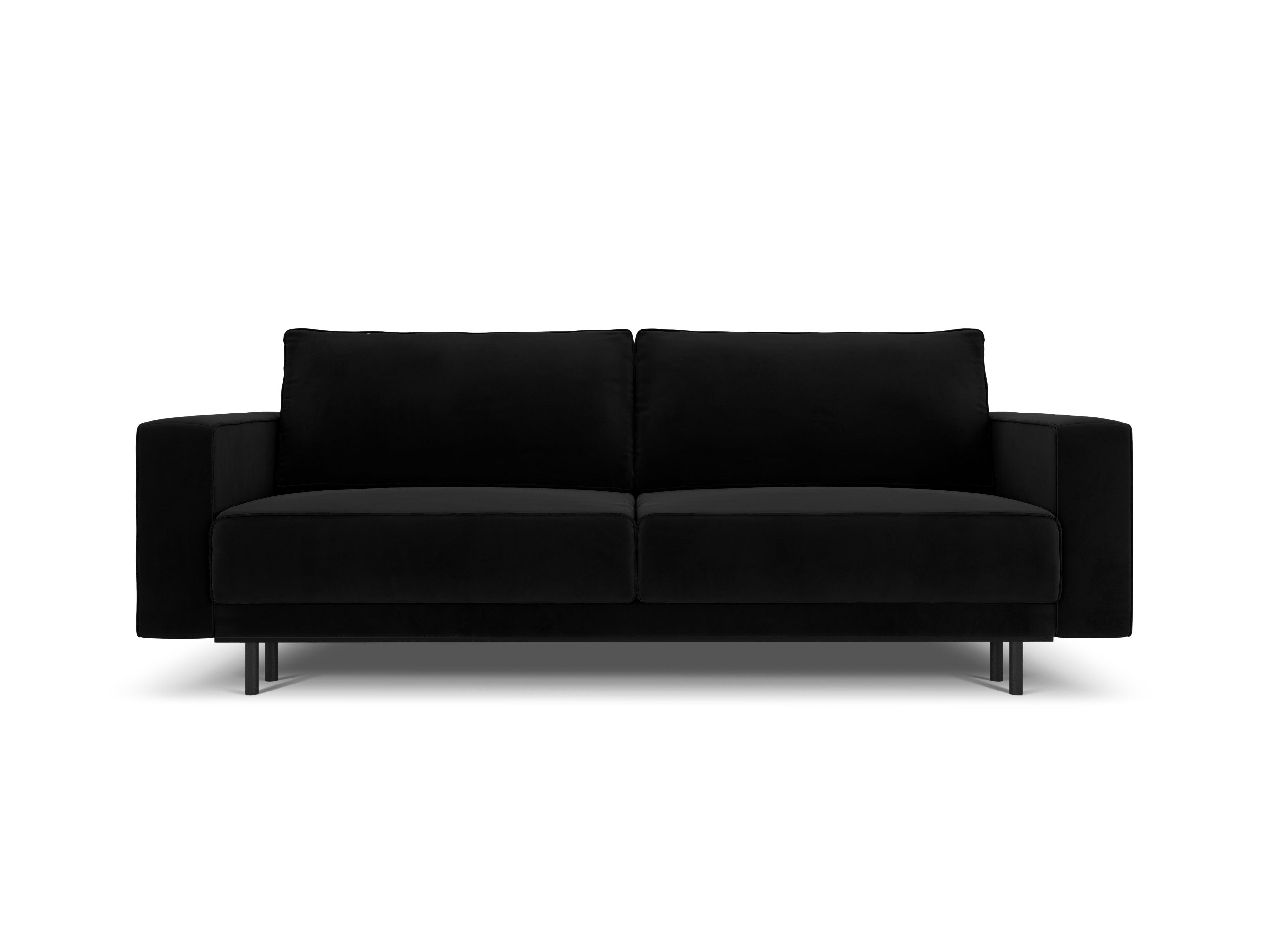 Sofa aksamitna z funkcją spania CARO czarny Micadoni Eye on Design