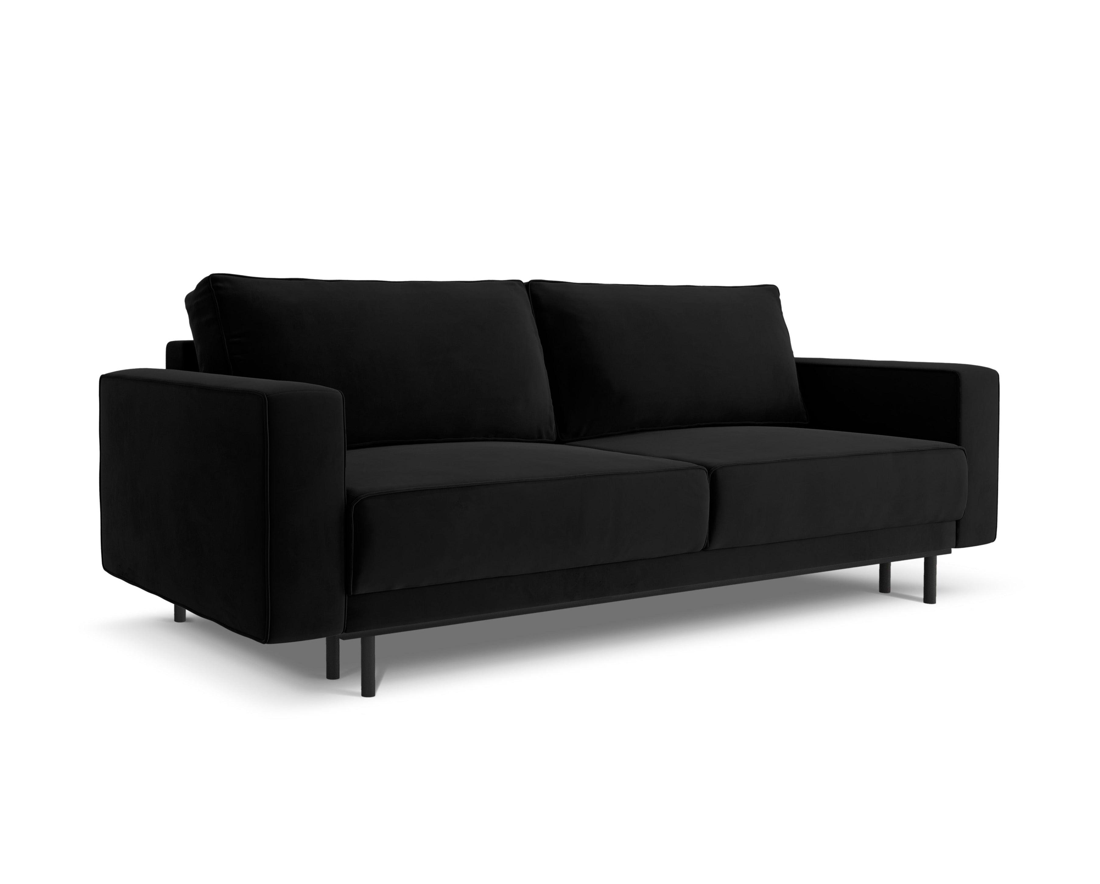 Sofa aksamitna z funkcją spania CARO czarny Micadoni Eye on Design