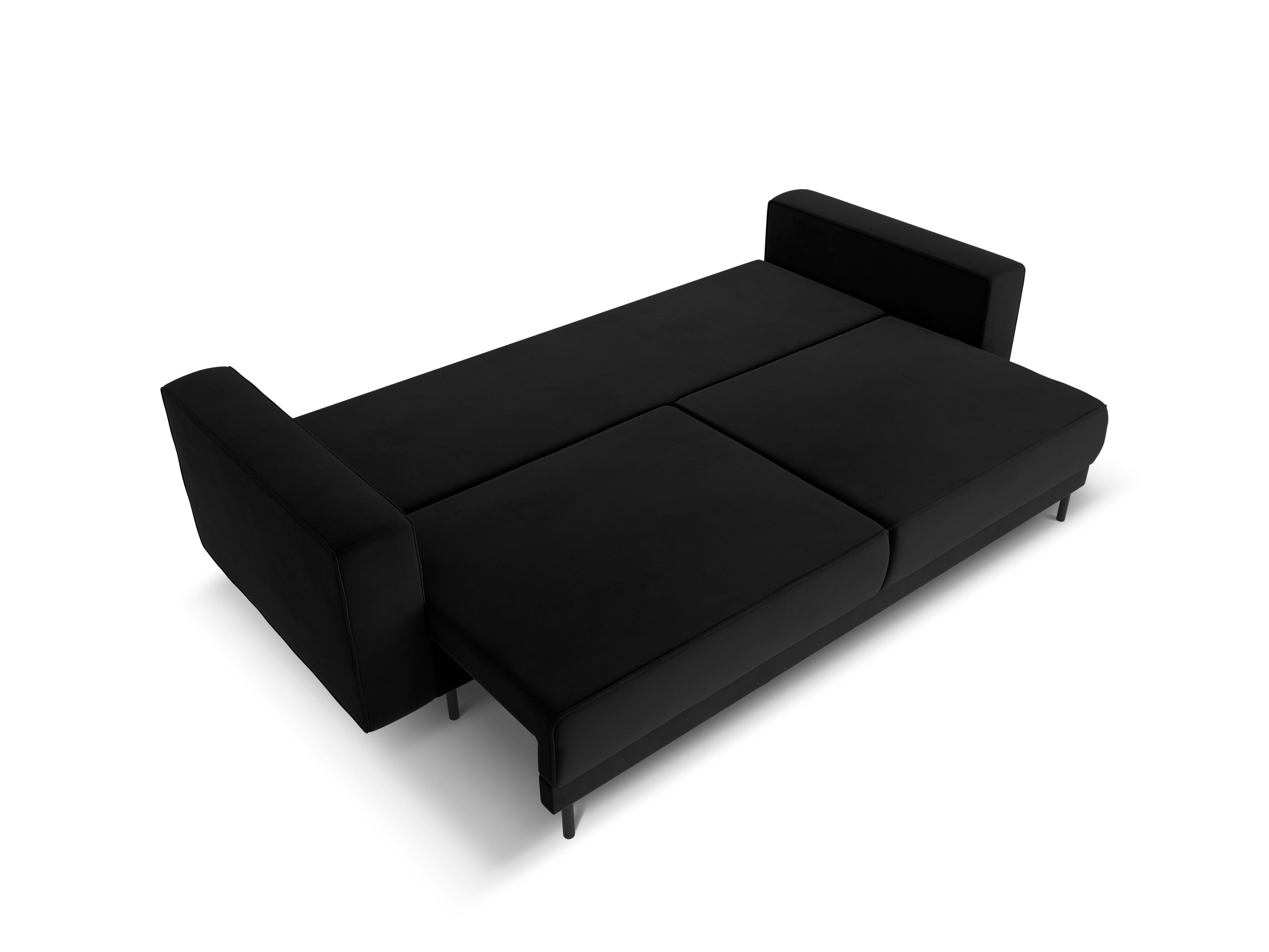 Sofa aksamitna z funkcją spania CARO czarny Micadoni Eye on Design