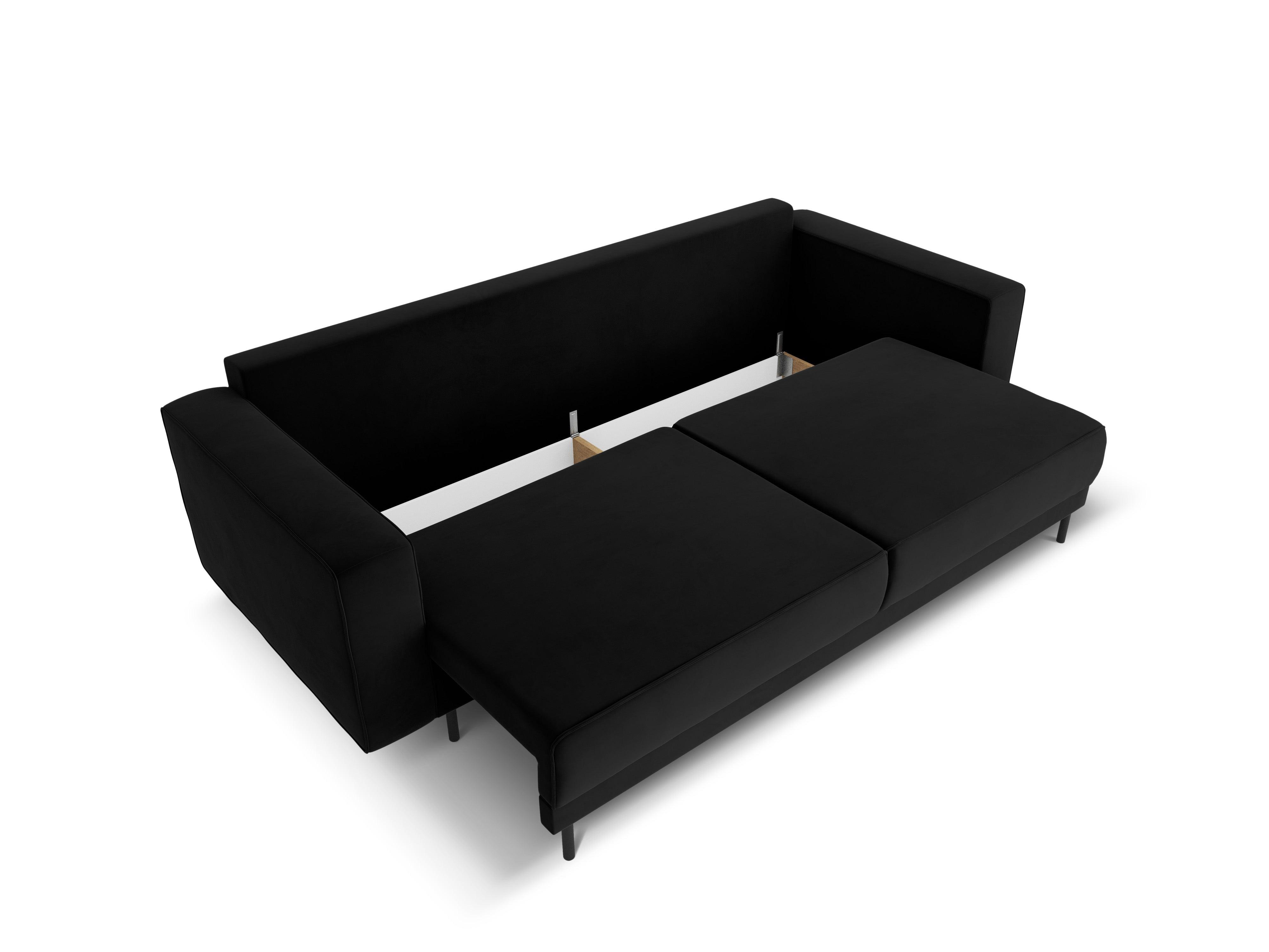 Sofa aksamitna z funkcją spania CARO czarny Micadoni Eye on Design