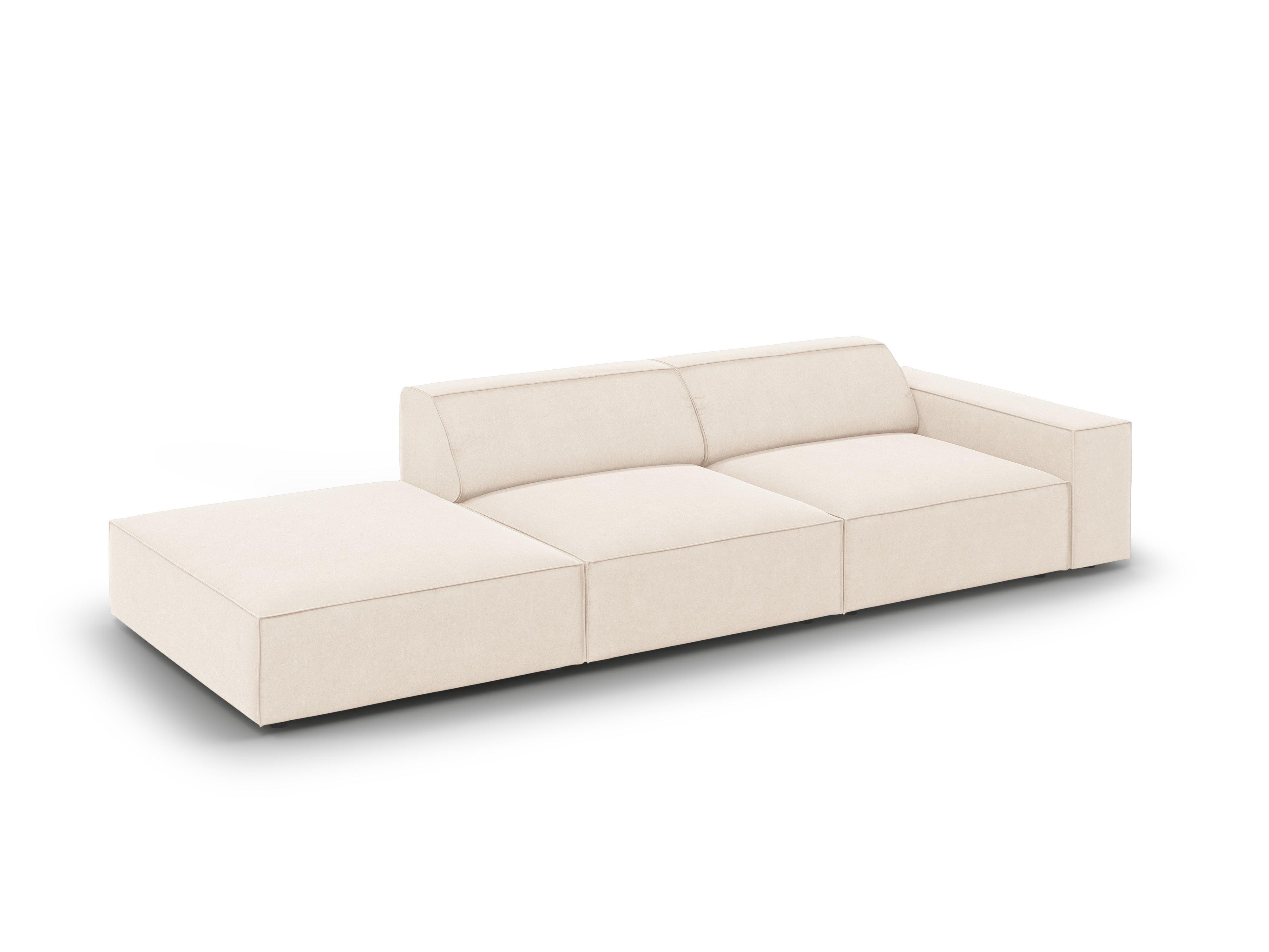 Sofa aksamitna lewostronna 3-osobowa JODIE jasnobeżowy Micadoni Eye on Design