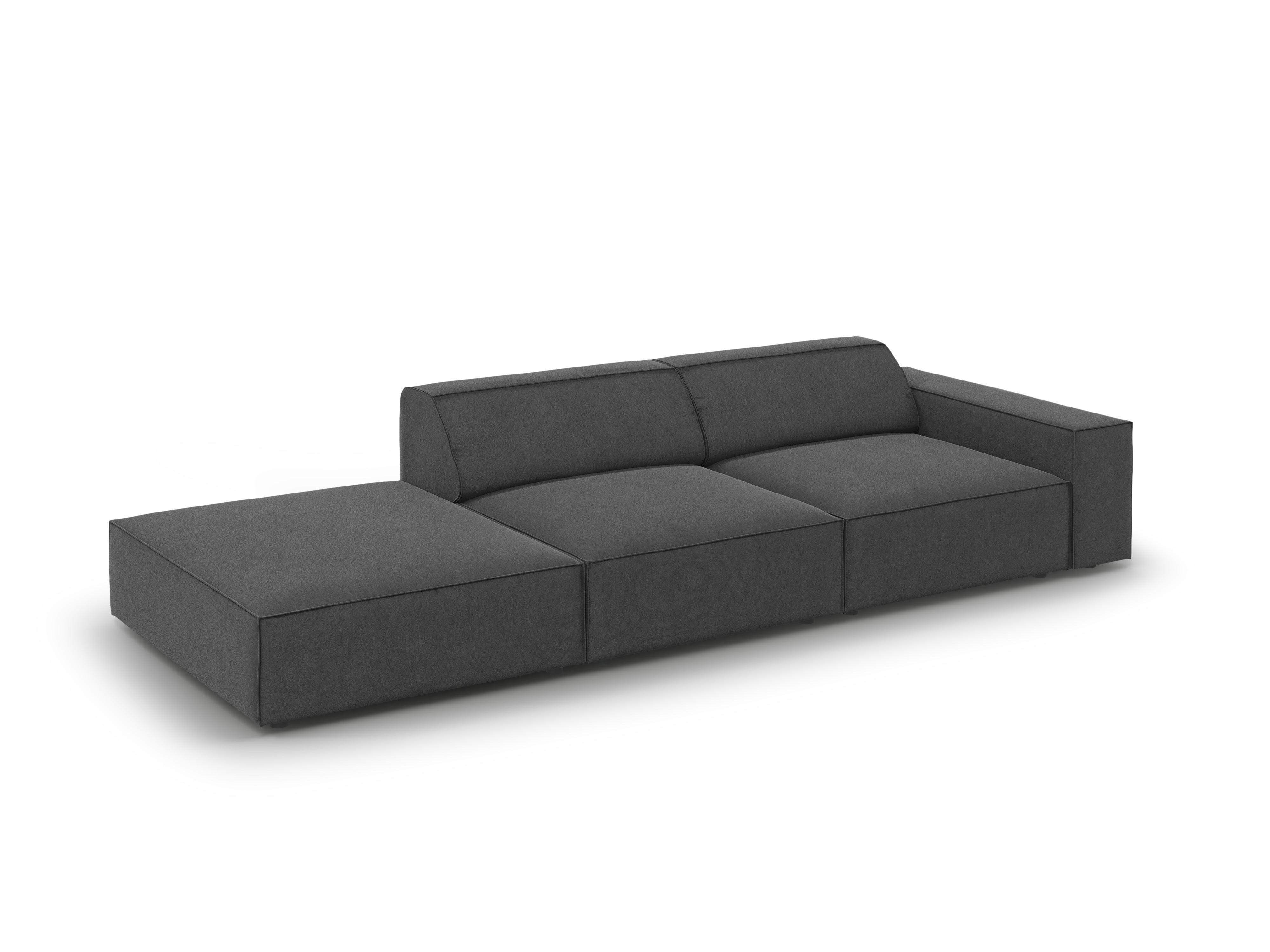 Sofa aksamitna lewostronna 3-osobowa JODIE ciemnoszary Micadoni Eye on Design