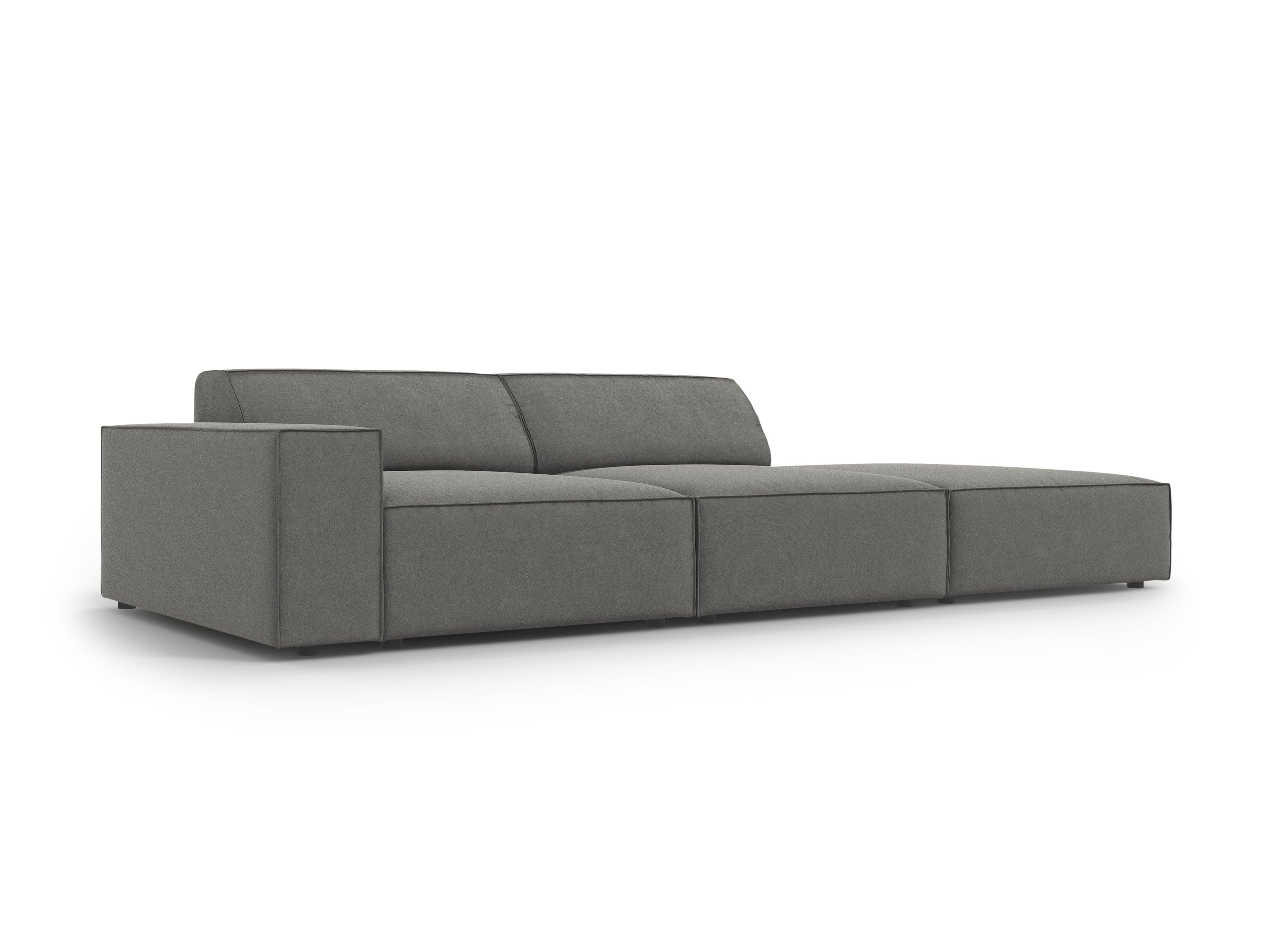 Sofa aksamitna prawostronna 3-osobowa JODIE jasnoszary Micadoni Eye on Design