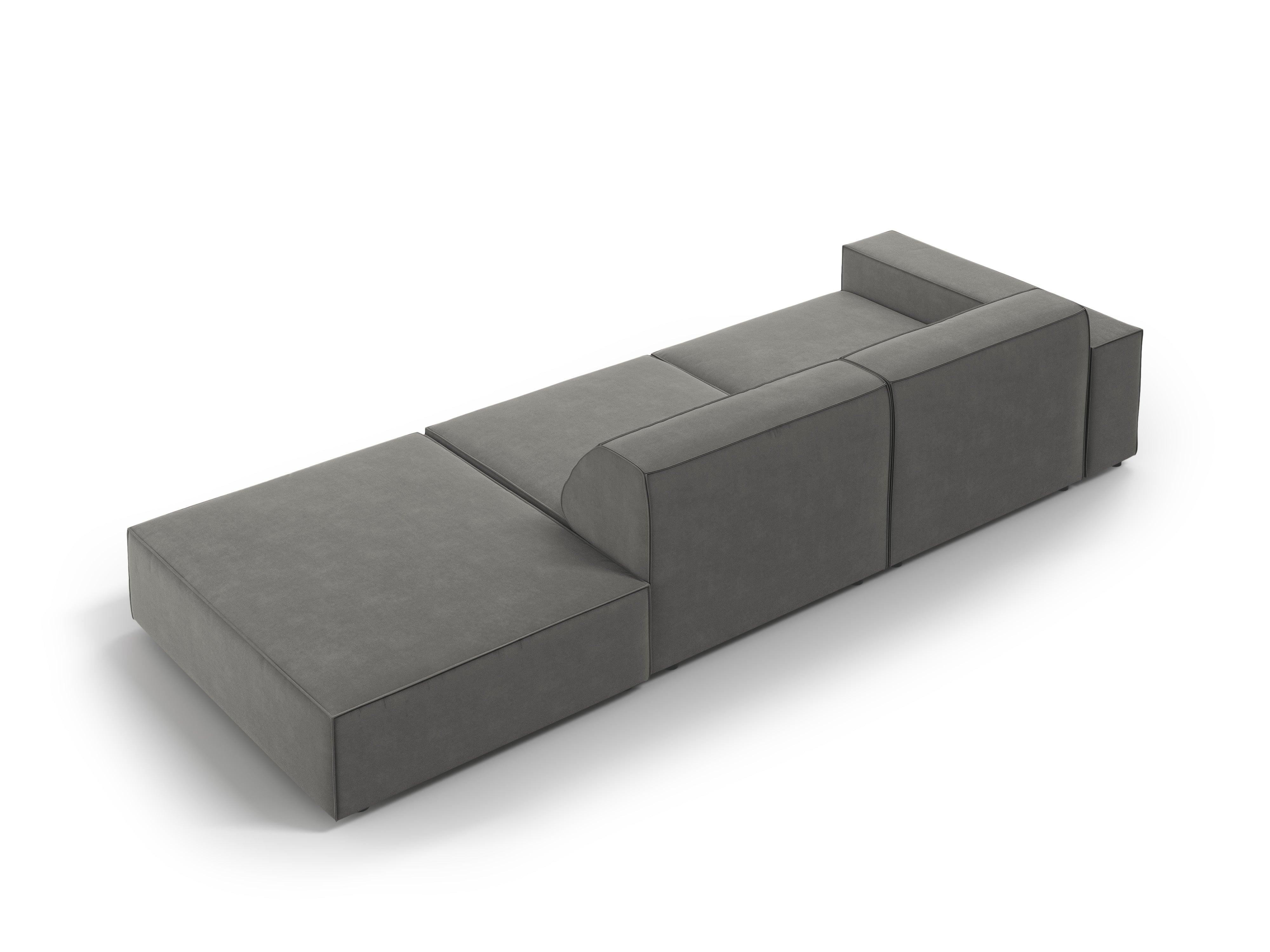 Sofa aksamitna prawostronna 3-osobowa JODIE jasnoszary Micadoni Eye on Design